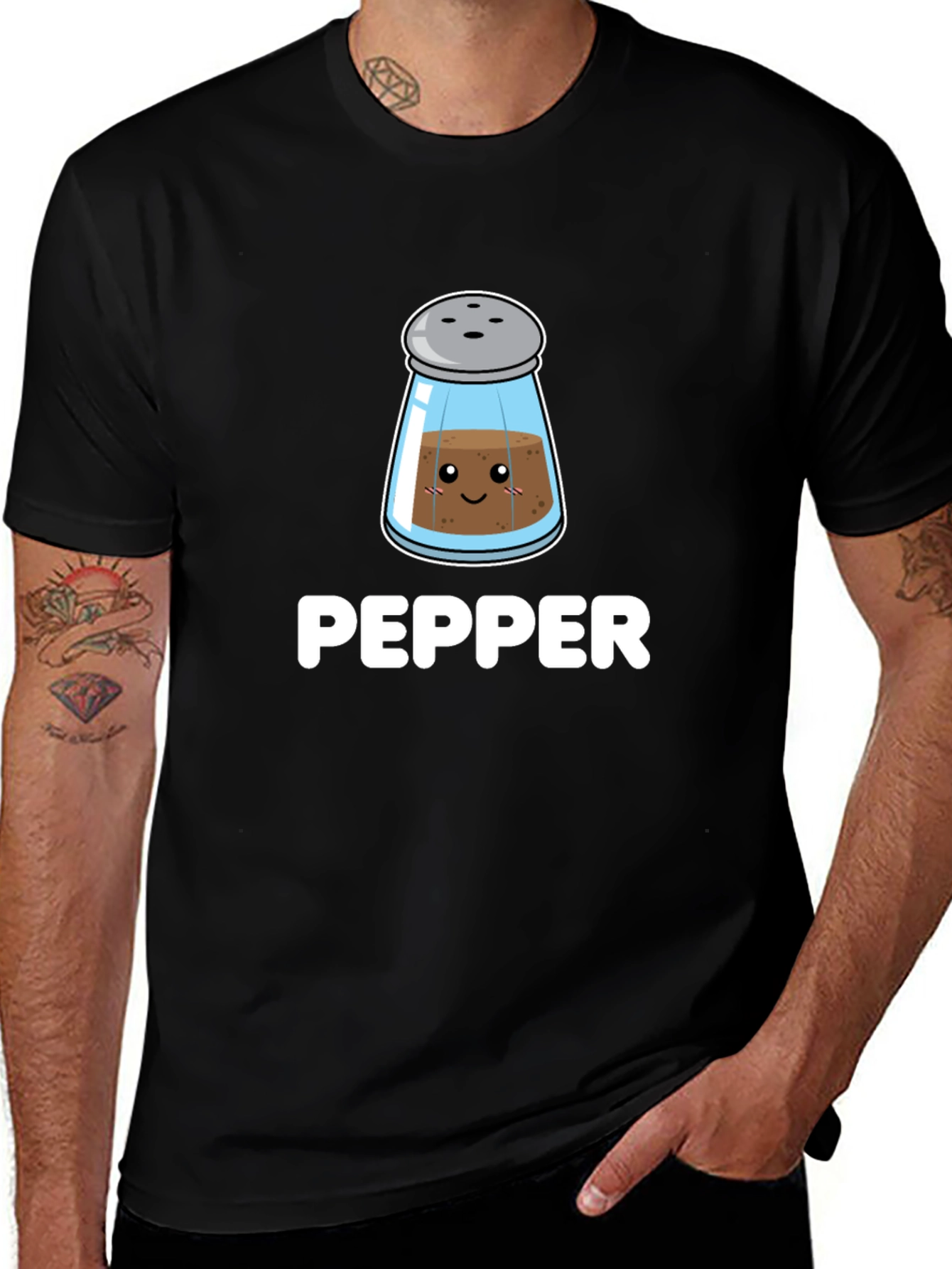Black Cute Pepper Shaker Graphic Tee - Black main image