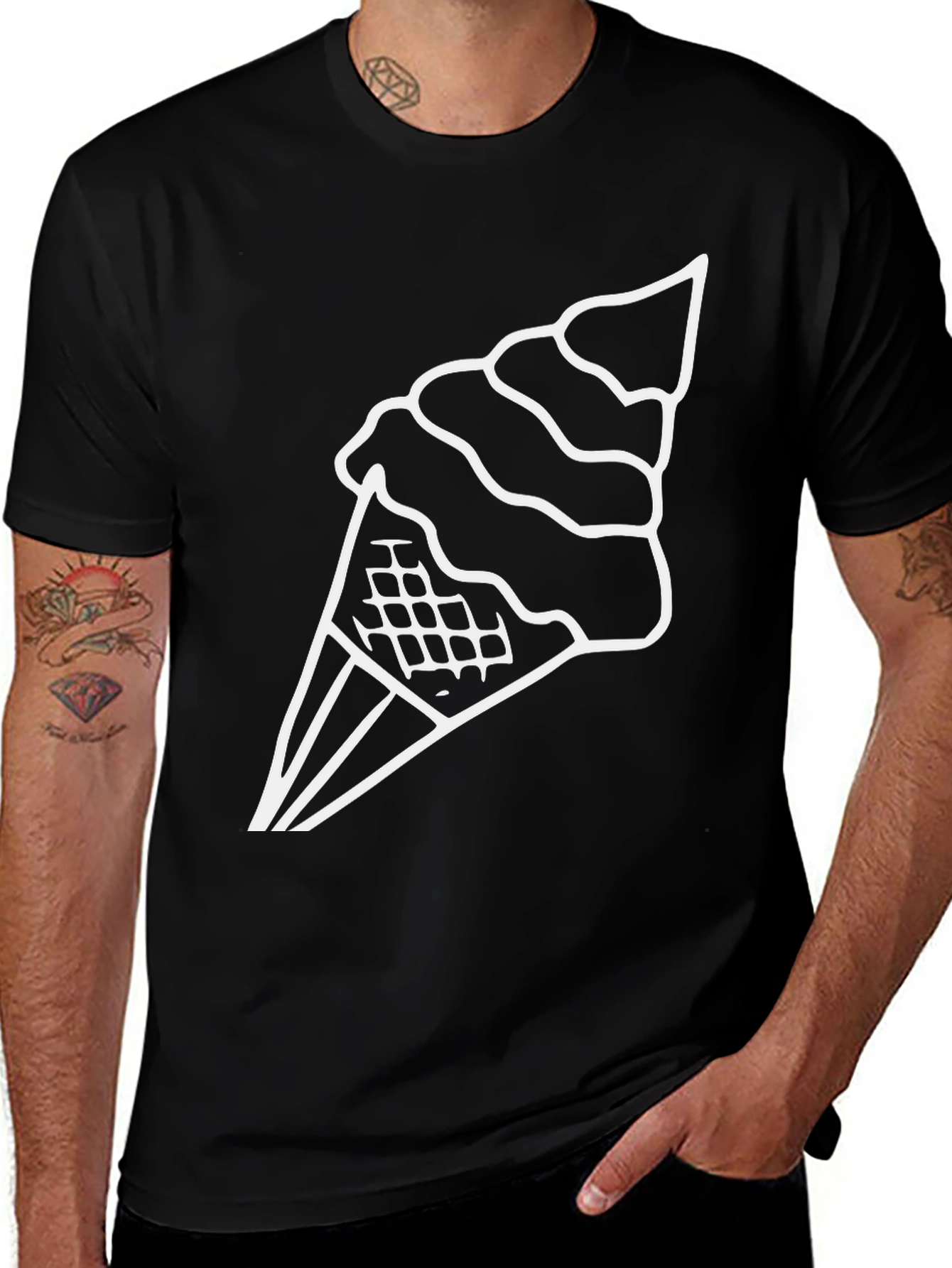 Variant 24 of Cool Ice Cream Graphic Tee - Black T-Shirt