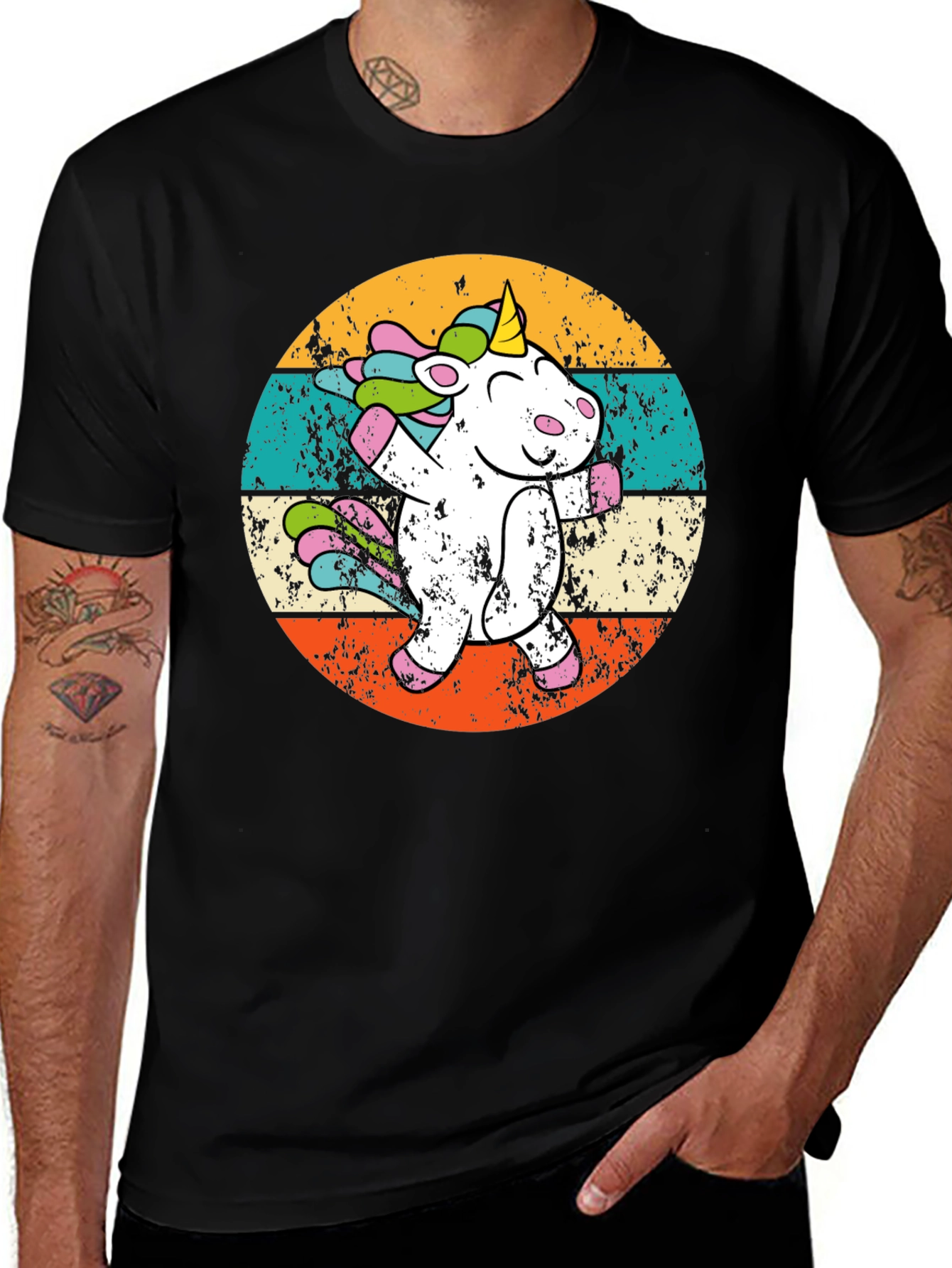 Variant 10 of Unicorn Dabbing Retro Black T-Shirt