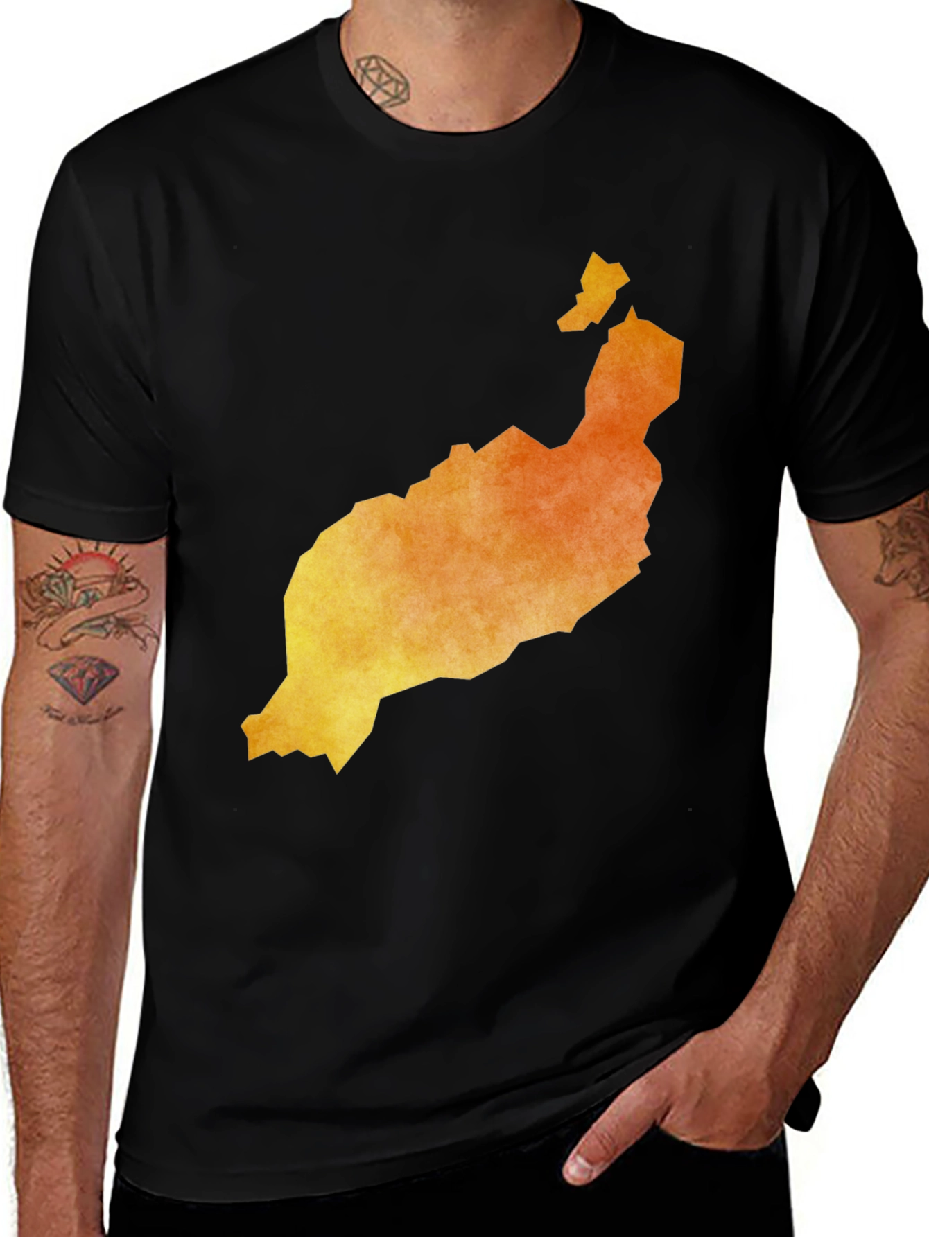 Lanzarote Map Graphic T-Shirt - Canary Islands Souvenir Tee