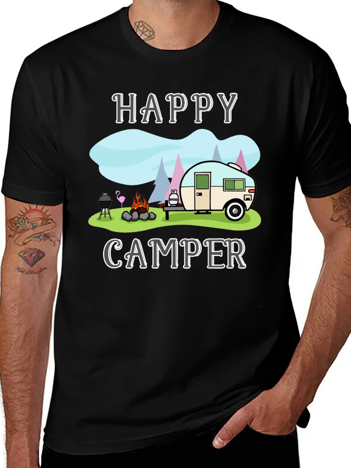 Happy Camper Graphic T-Shirt Camping Design