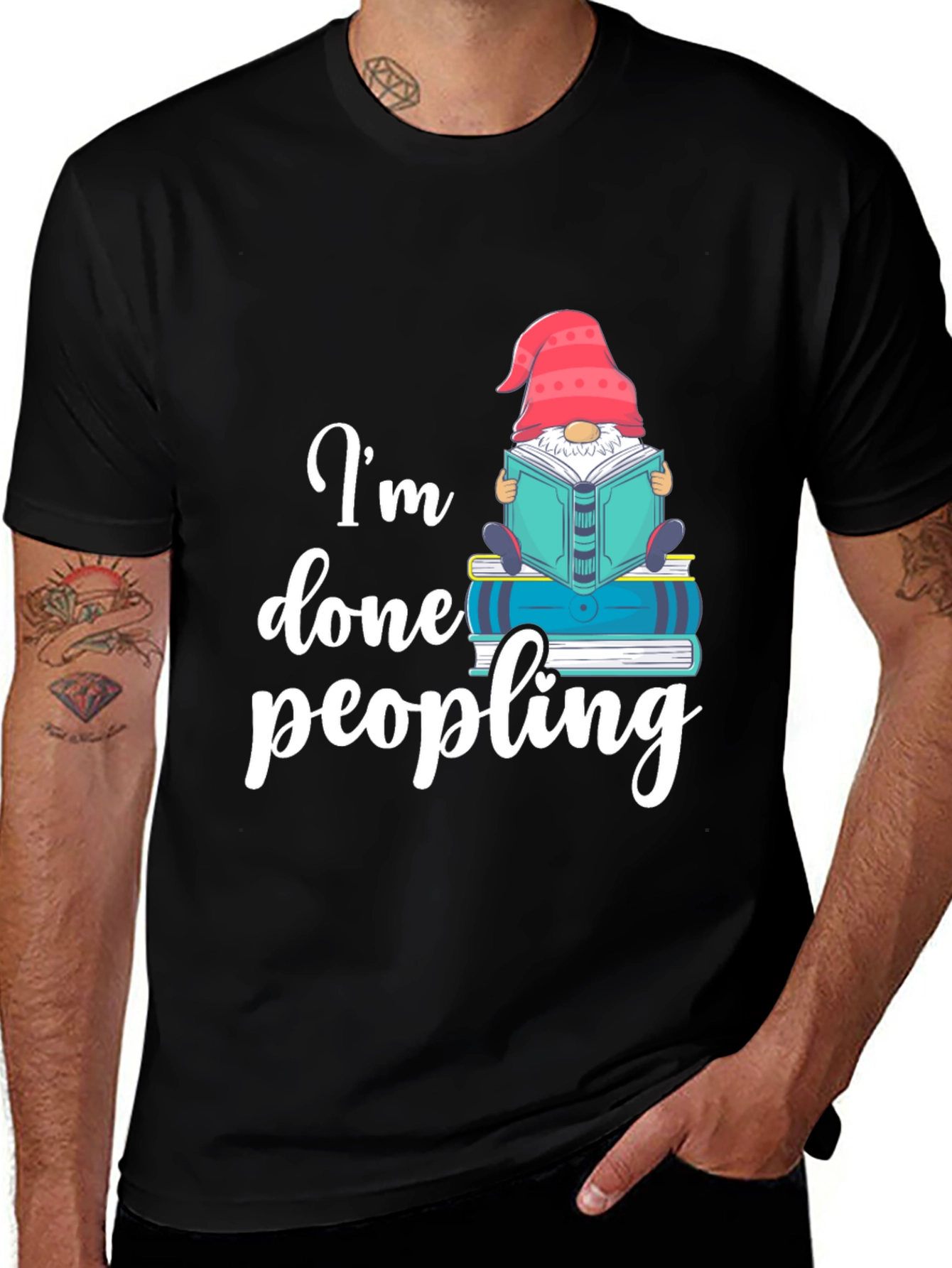Variant 22 of I'm Done Peopling T-Shirt - Funny Book Gnome Tee