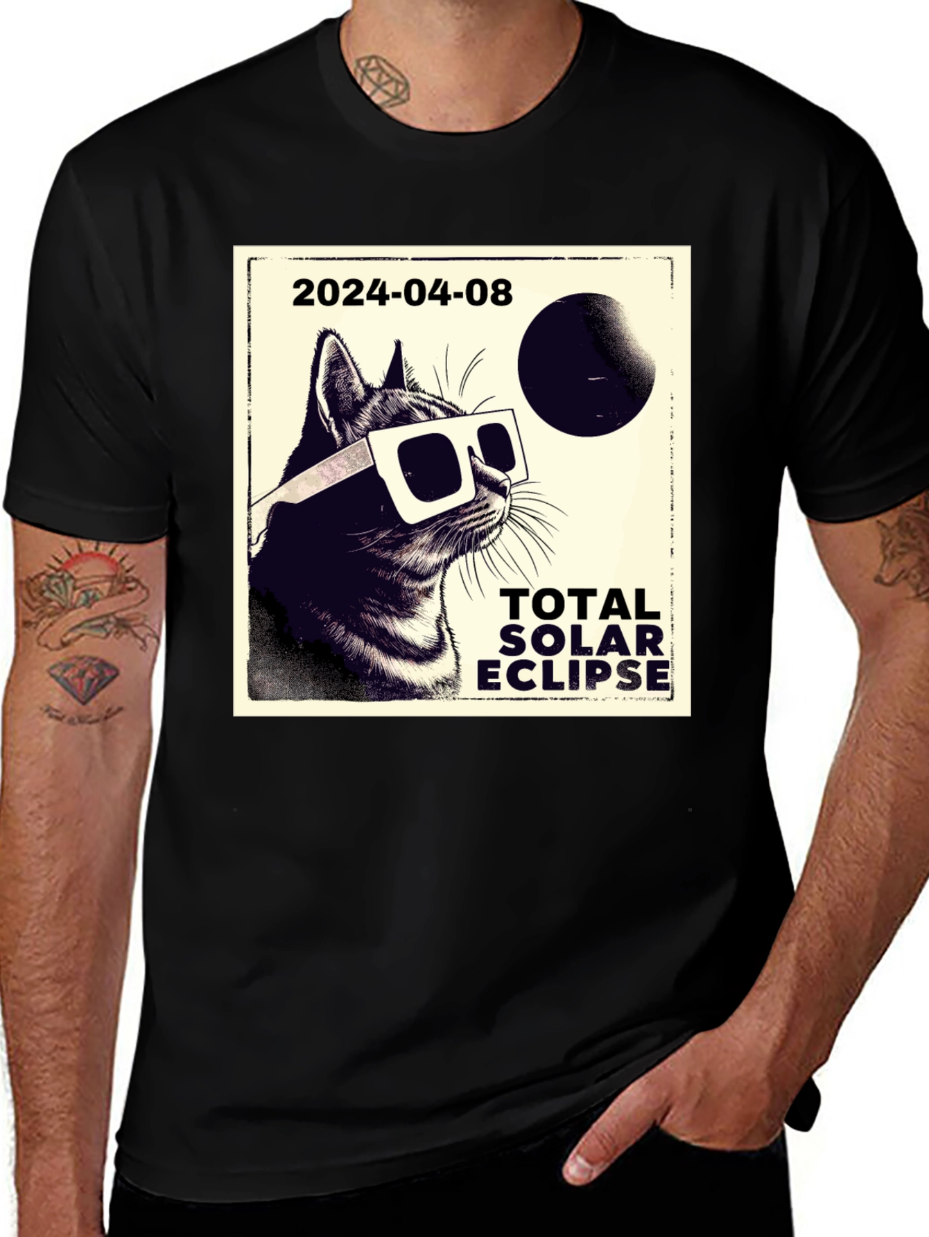 Total Solar Eclipse Cat T-Shirt - April 8, 2024