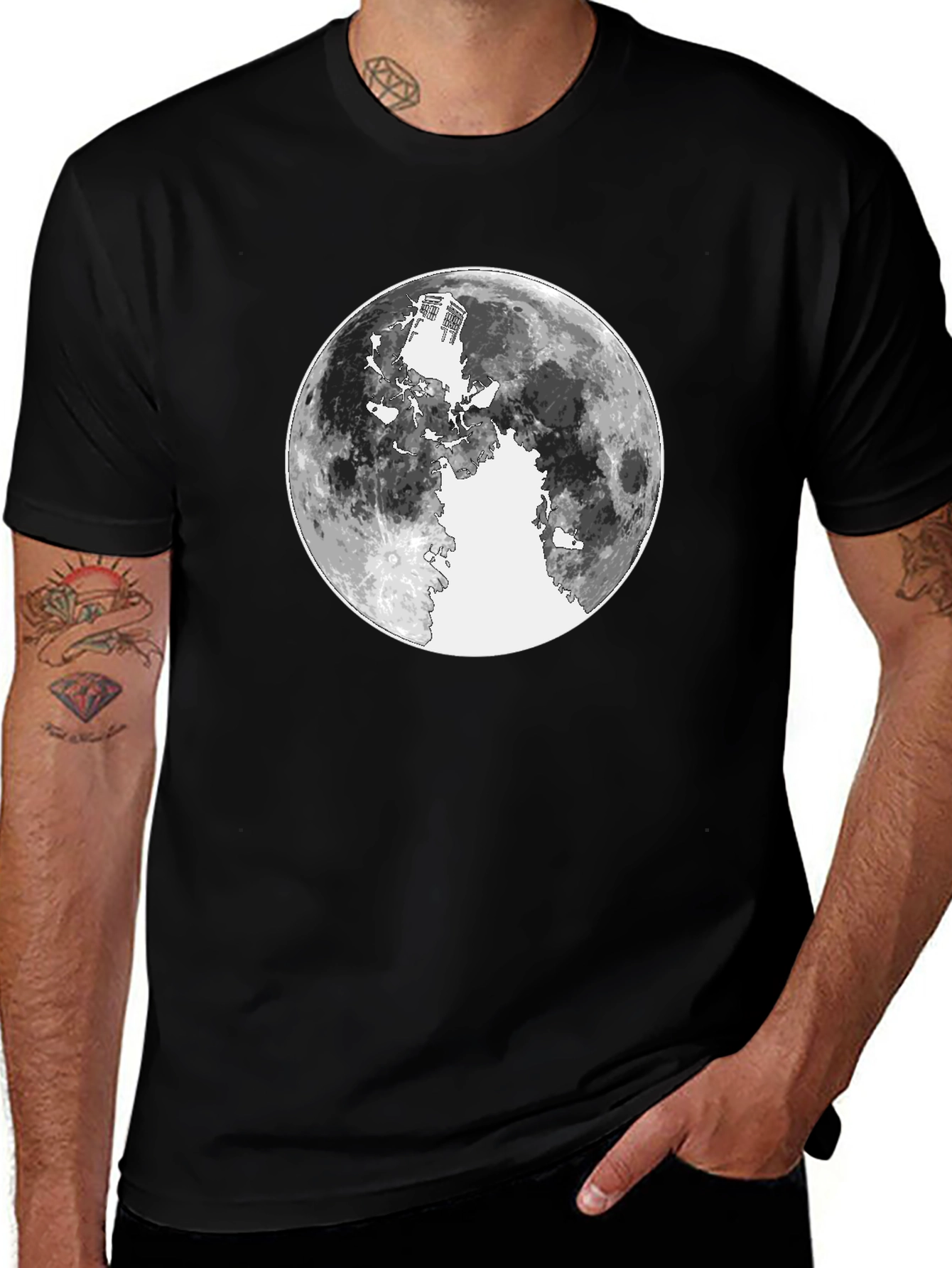 Variant 9 of Lunar Silhouette Graphic Tee - Black Cotton
