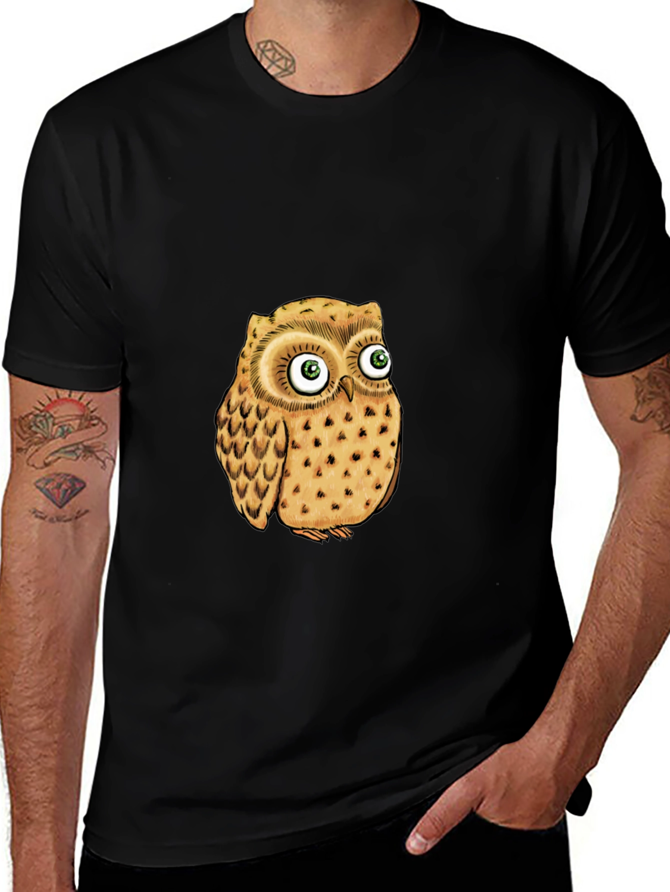Variant 25 of Owl Graphic Print Black T-Shirt