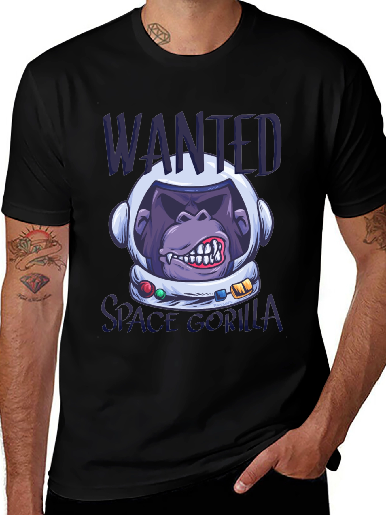 Variant 12 of Wanted Space Gorilla Graphic Tee - Black