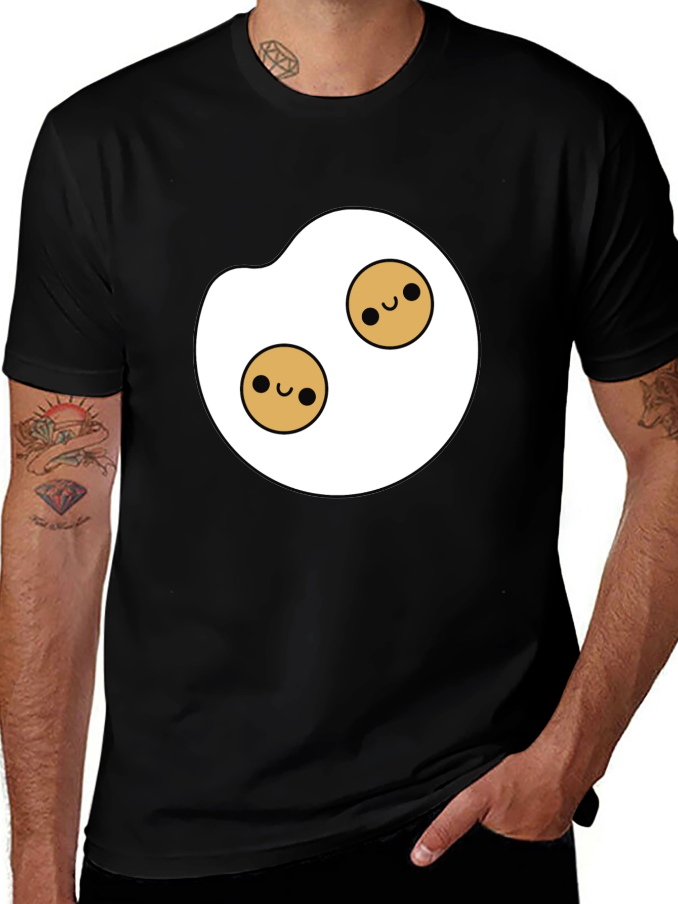 Variant 29 of Cute Egg Graphic Tee - Black Casual Shirt