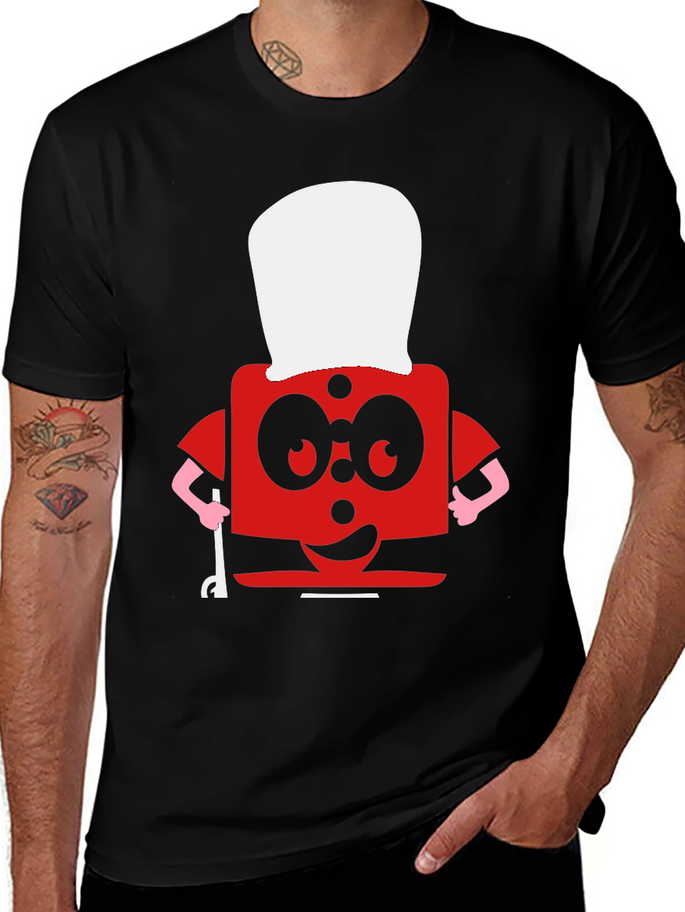 Variant 9 of Funny Red Block Chef T-Shirt