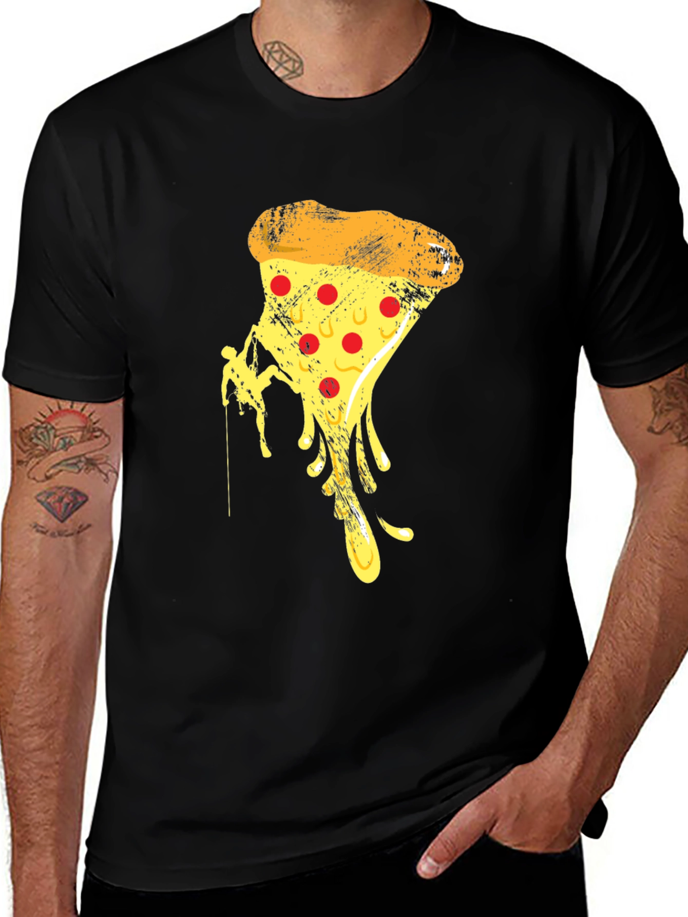 Variant 23 of Pizza Climbing Graphic Tee - Funny Novelty T-Shirt