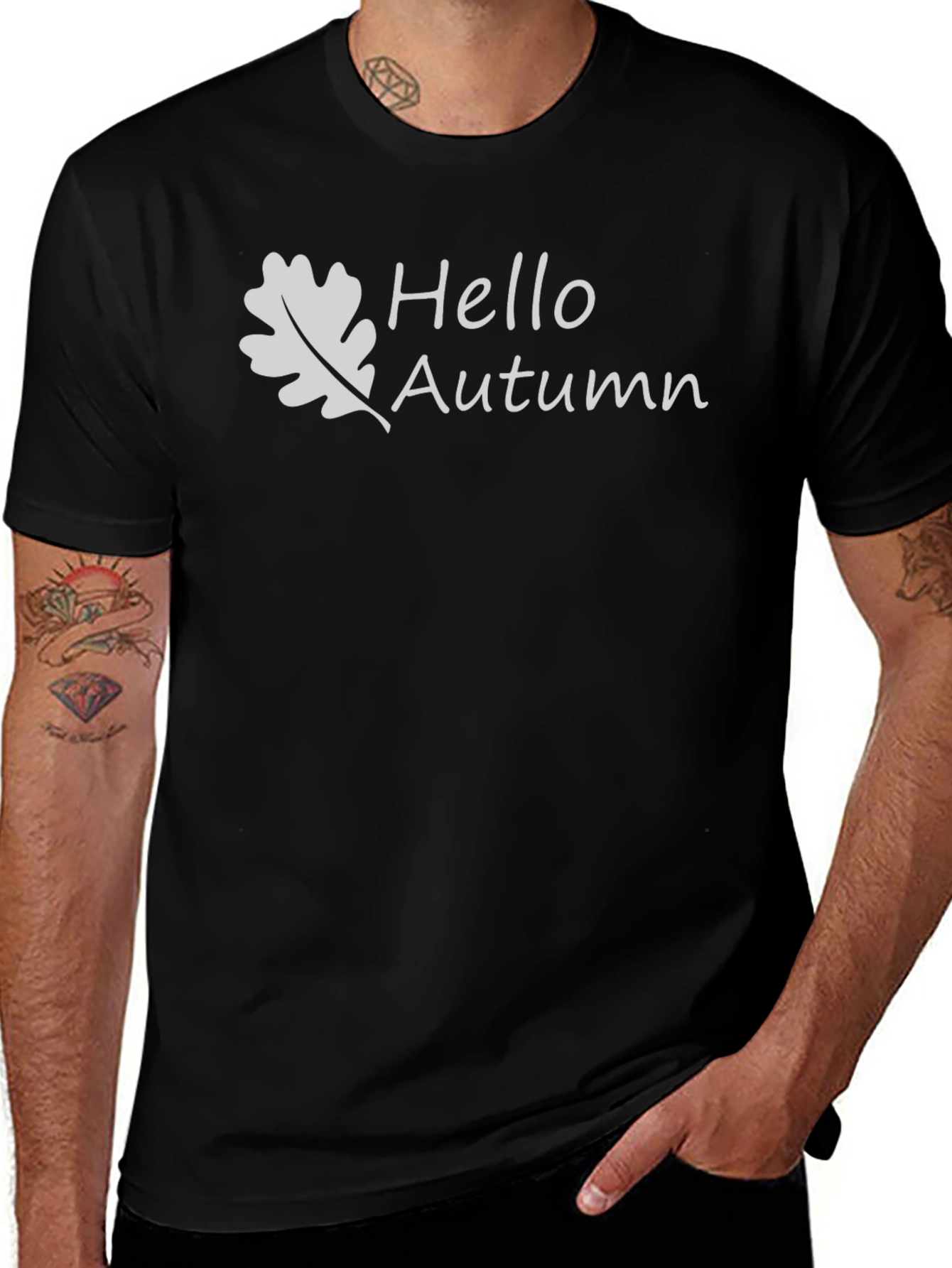 Black Hello Autumn Black T-Shirt - Stylish Fall Apparel main image