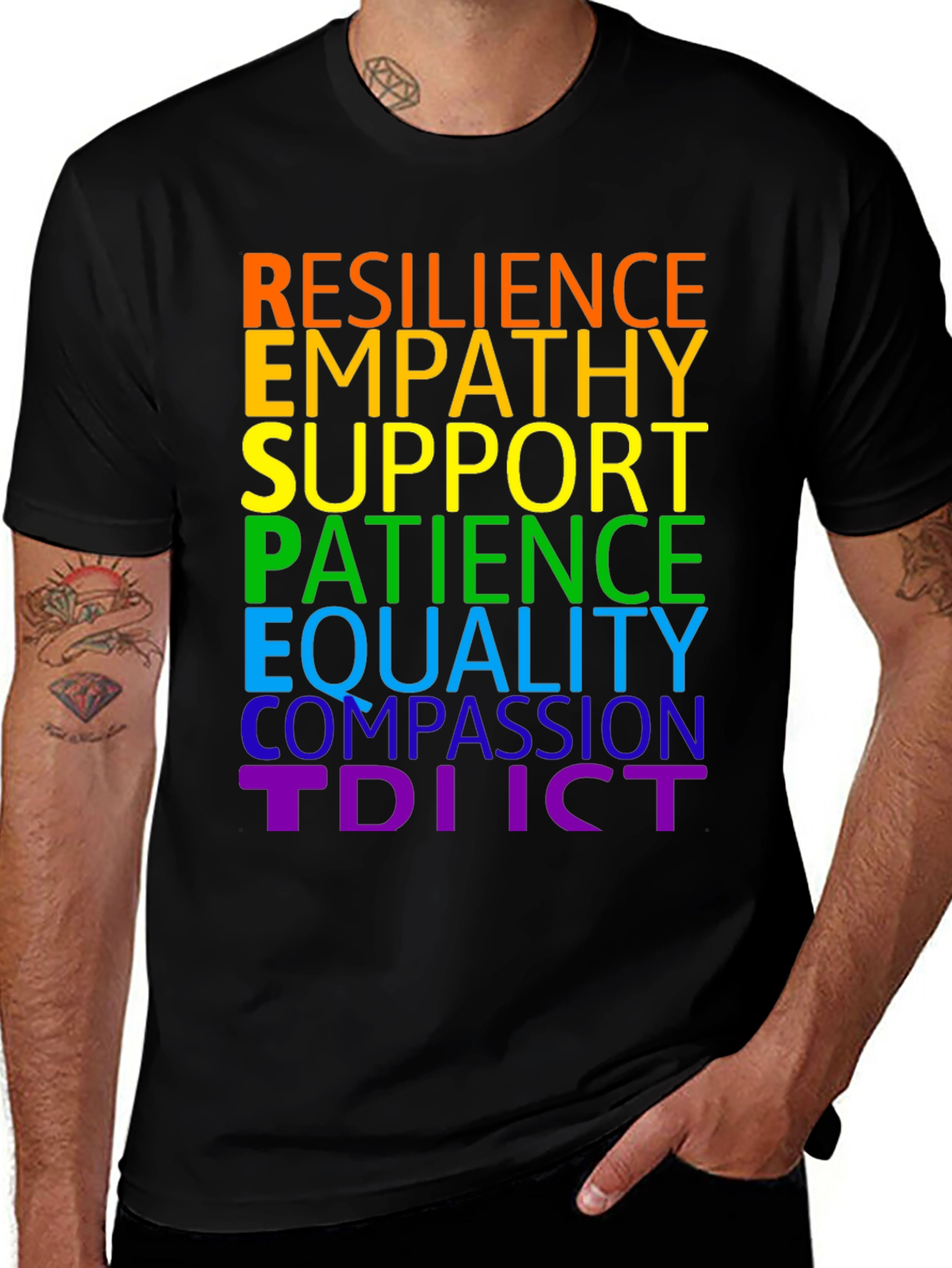 Variant 3 of Rainbow Resilience T-Shirt - Empathy, Support, Equality
