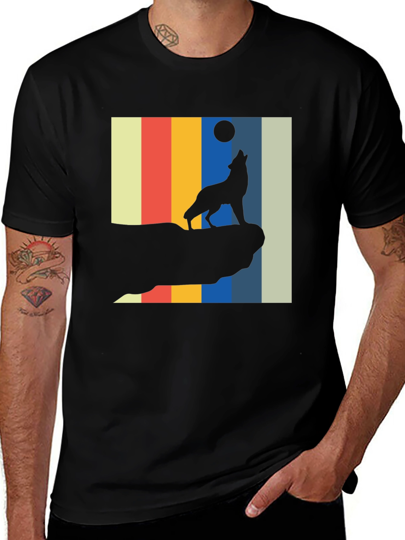 Variant 10 of Wolf Howling at Moon Graphic Tee