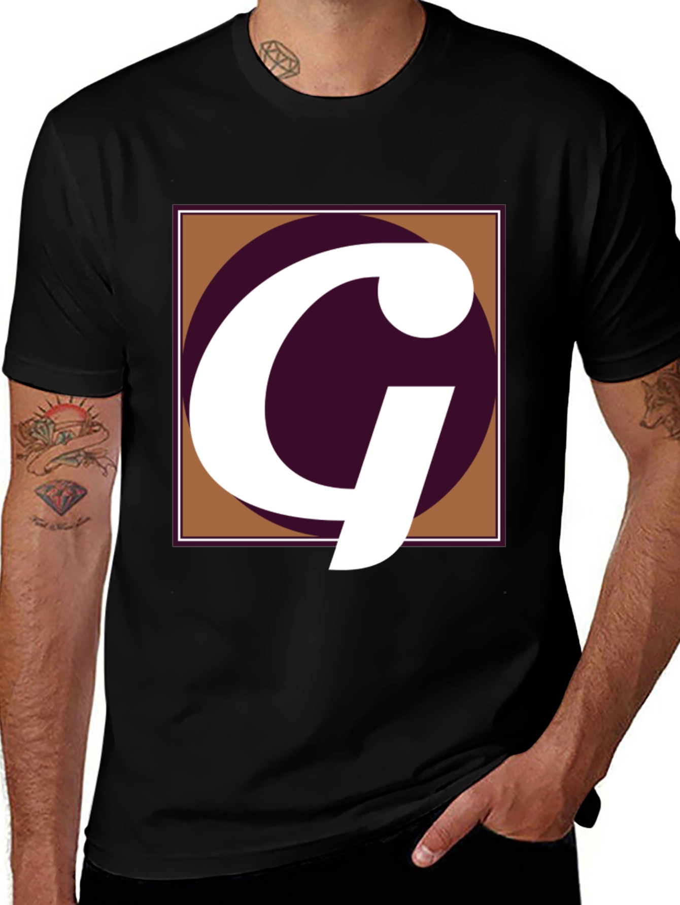 Variant 23 of Letter G Graphic Tee - Black Cotton Casual Shirt