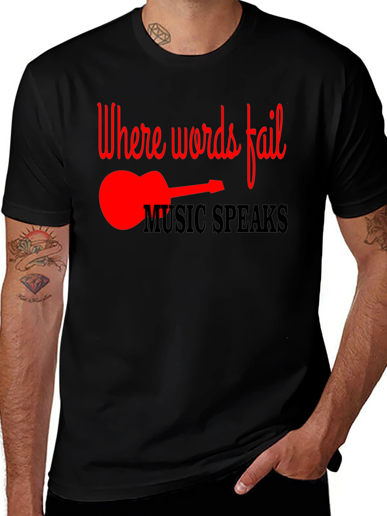 Variant 23 of Music Speaks T-Shirt - Guitar Design