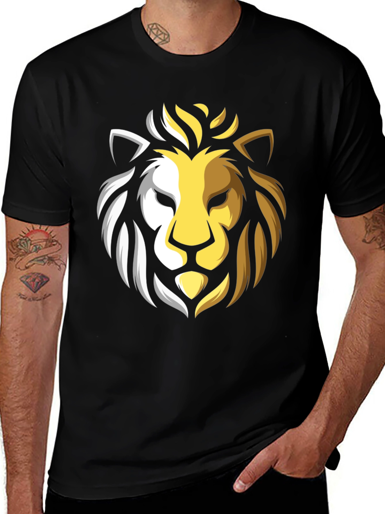 Variant 11 of Lion Graphic Tee - Black Cotton Crew Neck