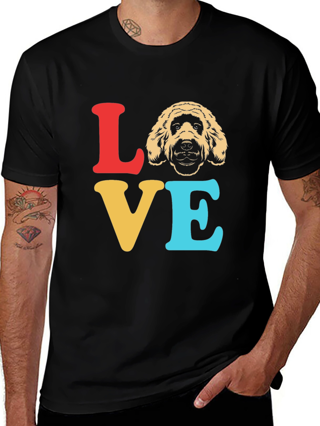 Variant 22 of LOVE Doodle Dog Graphic T-Shirt - Black