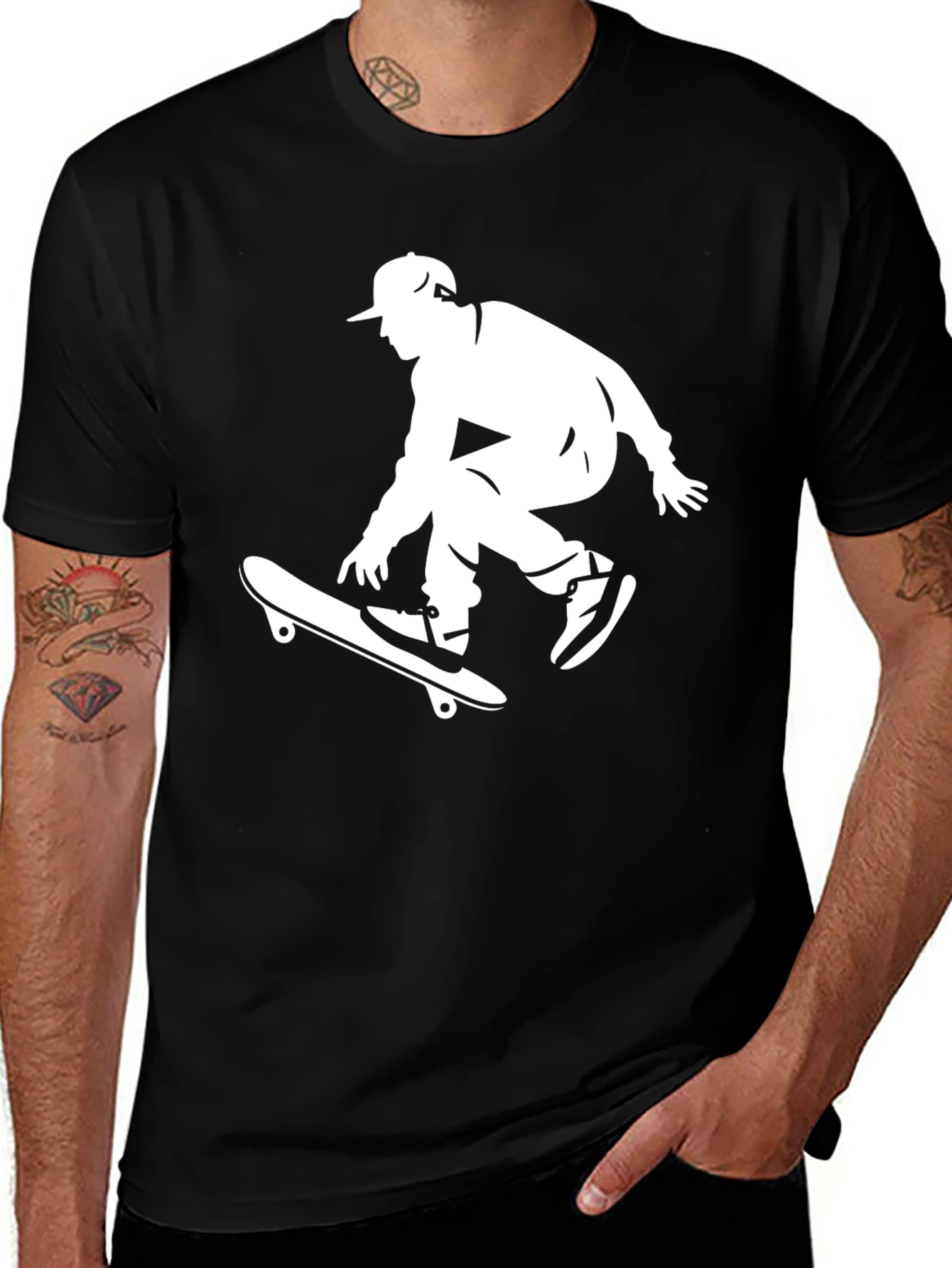 Skateboarding Graphic Tee - Cool Black T-Shirt