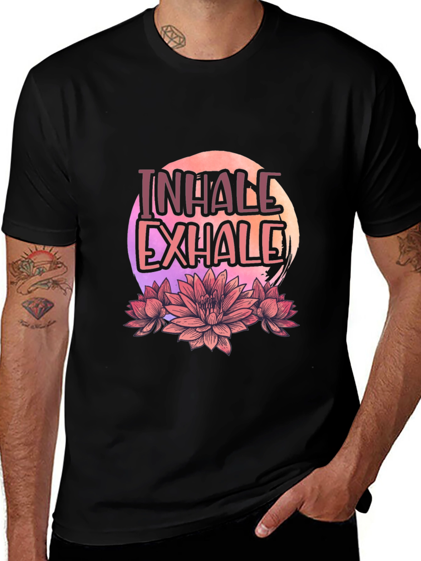 Inhale Exhale Lotus Graphic Tee - Relax & Breathe