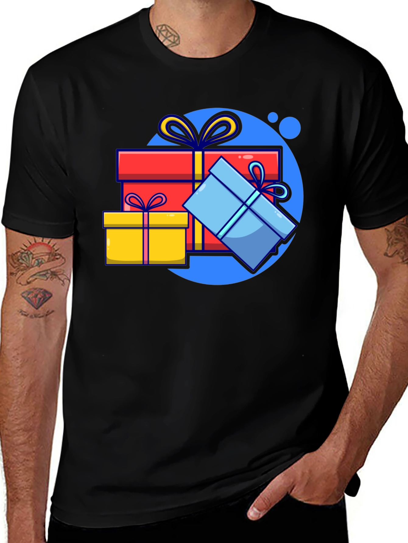 Variant 2 of Festive Gift T-Shirt - Black Holiday Tee