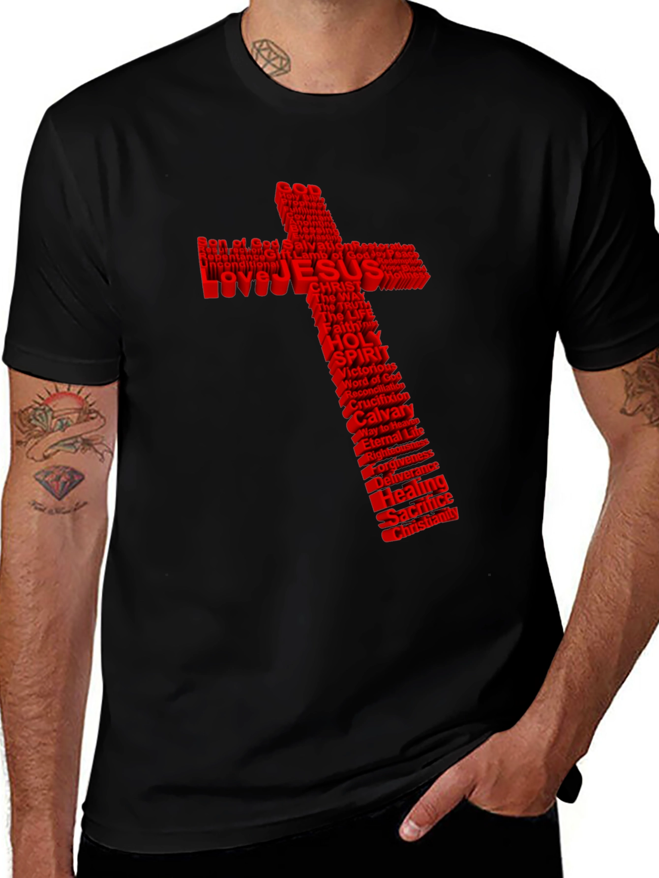 Religious Cross Word Art T-Shirt