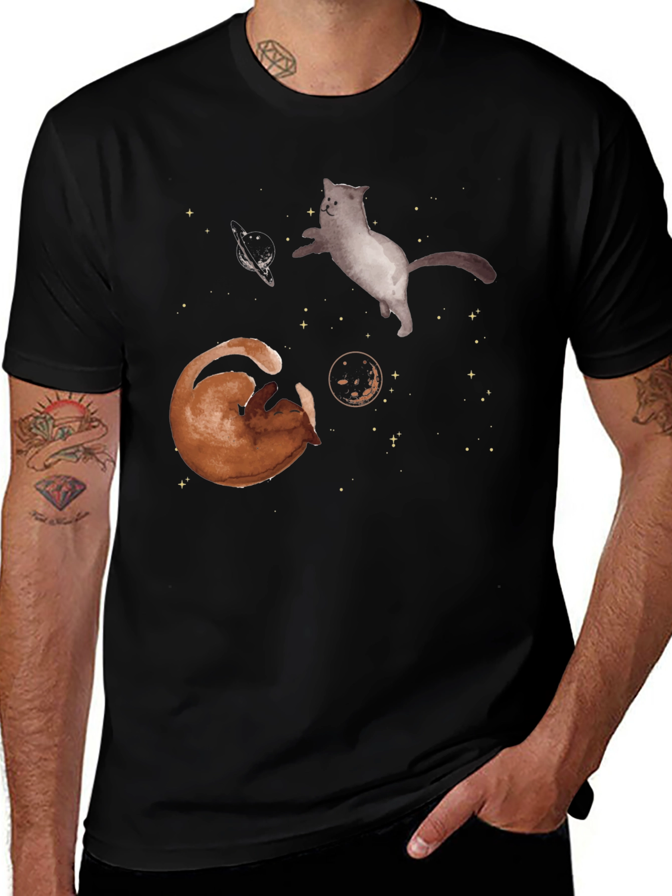 Variant 20 of Cosmic Cats Black T-Shirt