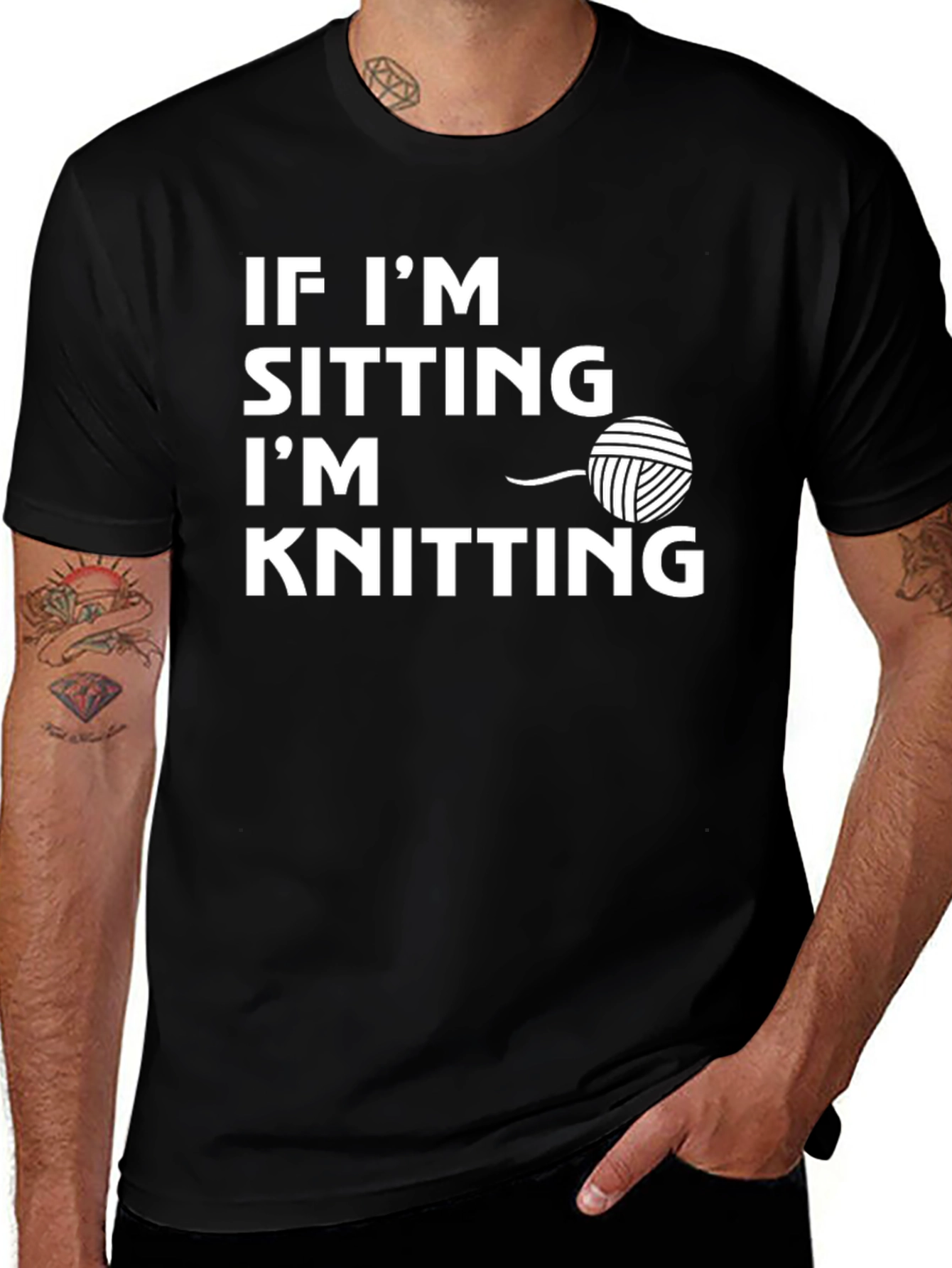 Variant 10 of Knitting Lover T-Shirt - If I'm Sitting I'm Knitting