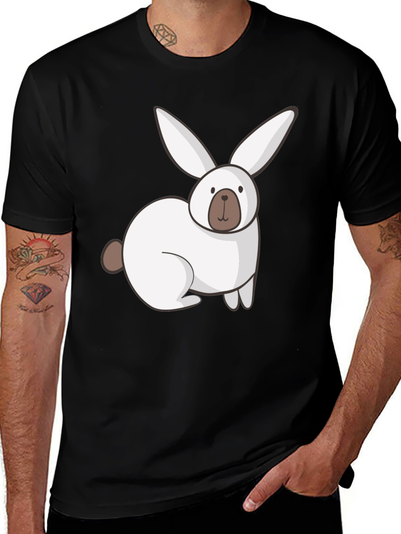 Variant 8 of Black Bunny T-Shirt - Cute Cartoon Rabbit Tee
