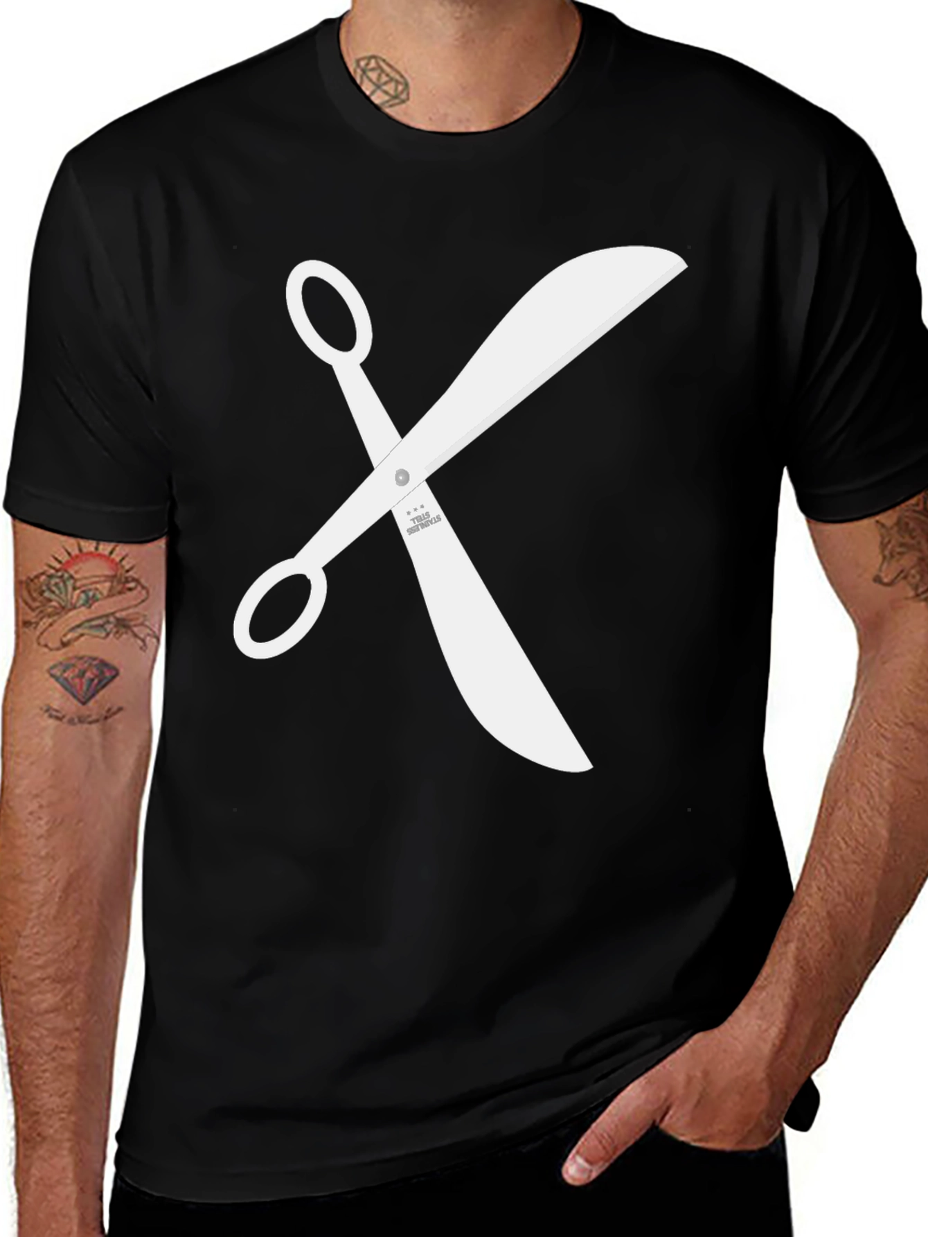 Variant 21 of Scissors Graphic Tee - Black Casual T-Shirt