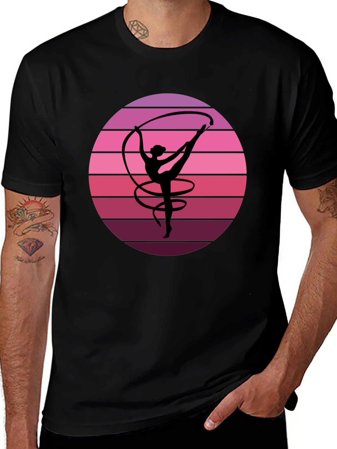 Rhythmic Gymnast Sunset Graphic Tee - Black