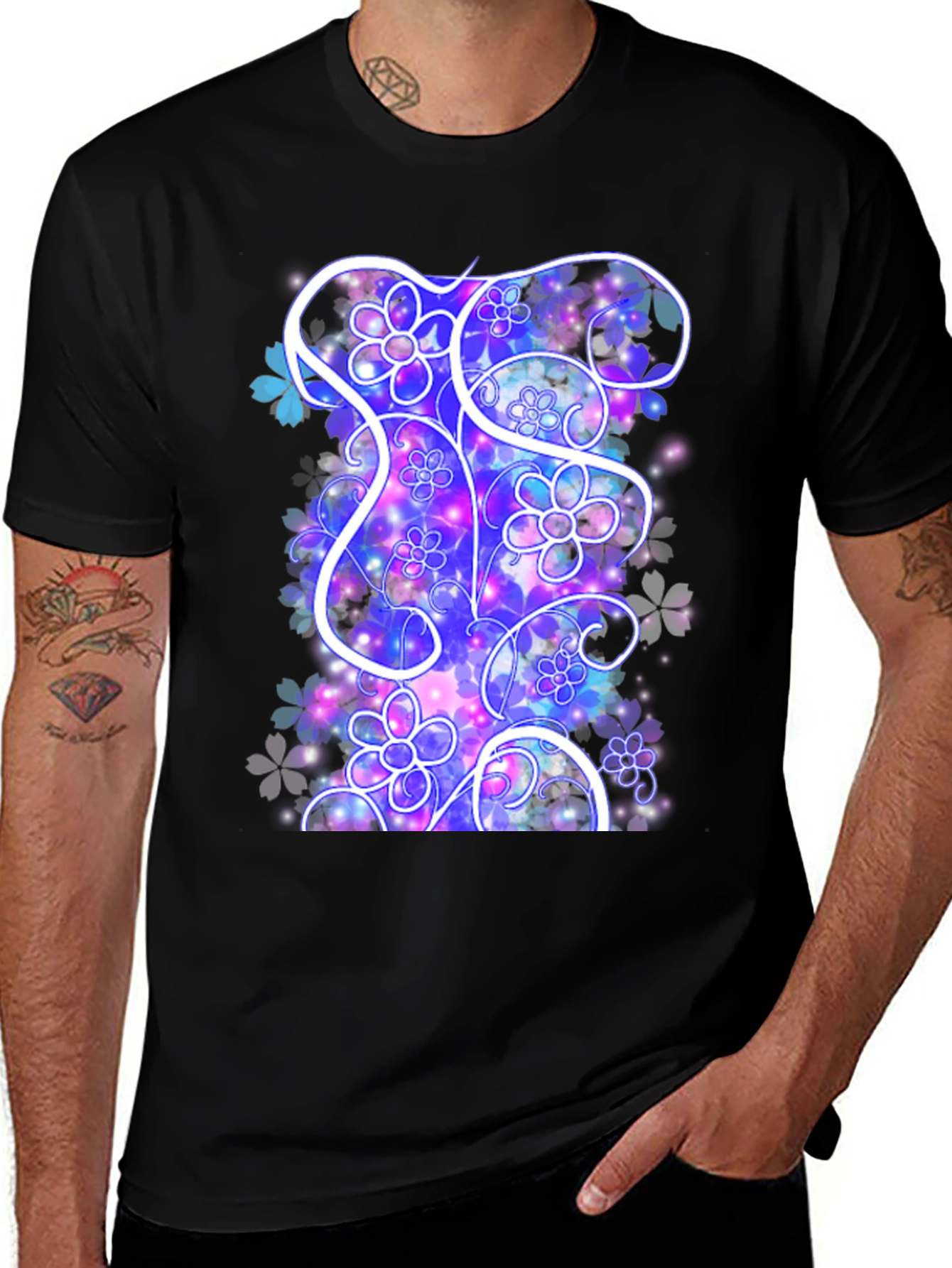 Variant 17 of Floral Dreamscape T-Shirt - Black