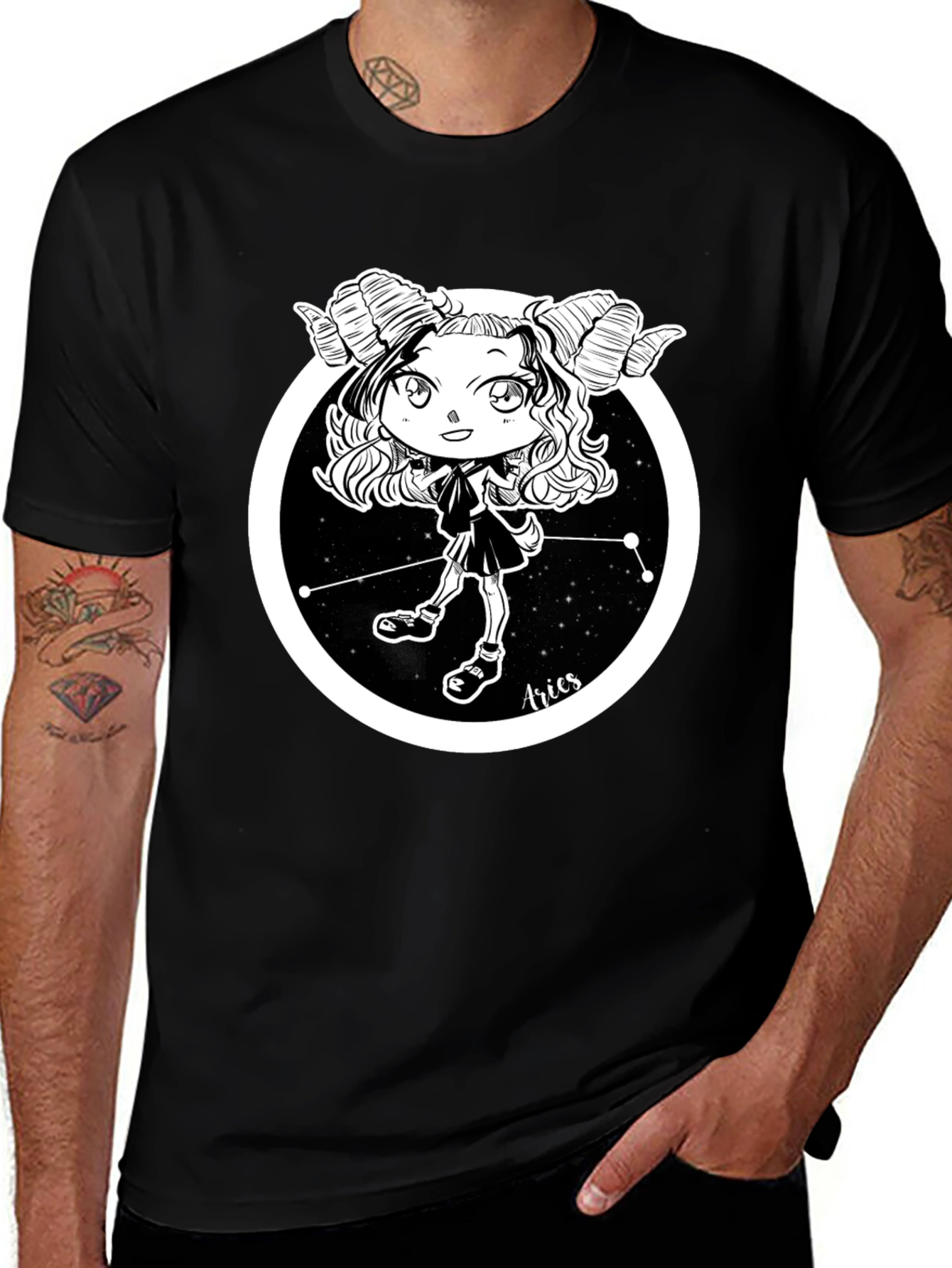 Variant 11 of Aries Zodiac T-Shirt - Constellation Girl