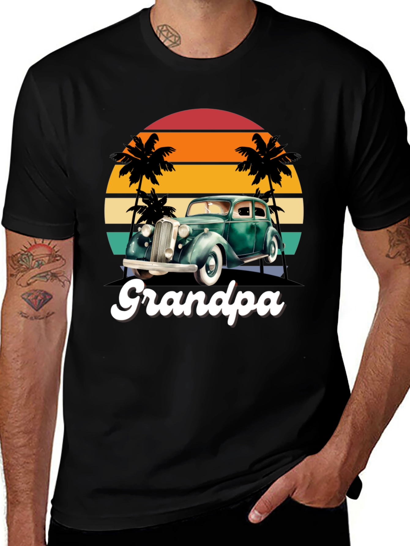 Variant 3 of Grandpa Vintage Car Sunset T-Shirt