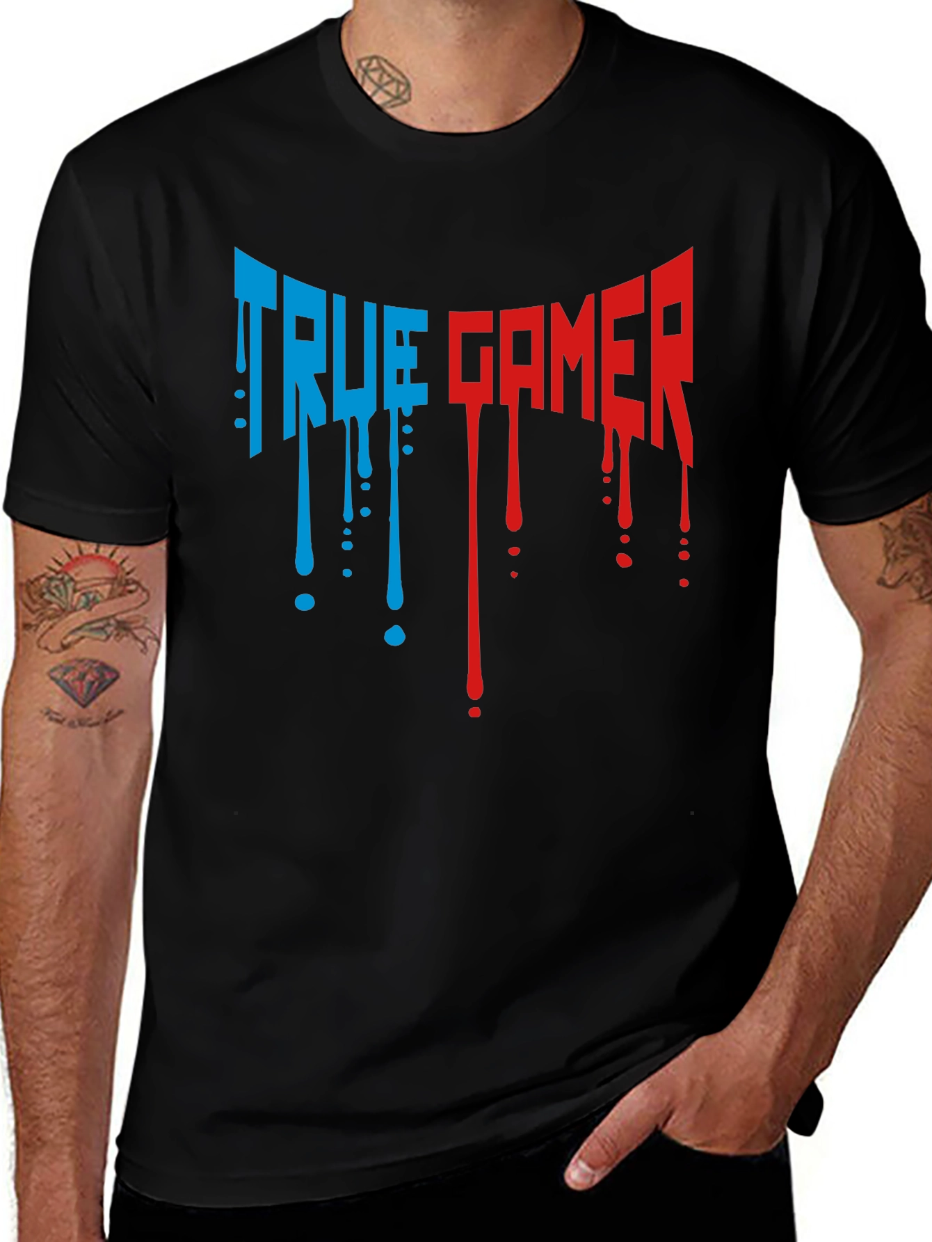 Variant 12 of True Gamer Black Tee - Unique Drip Design