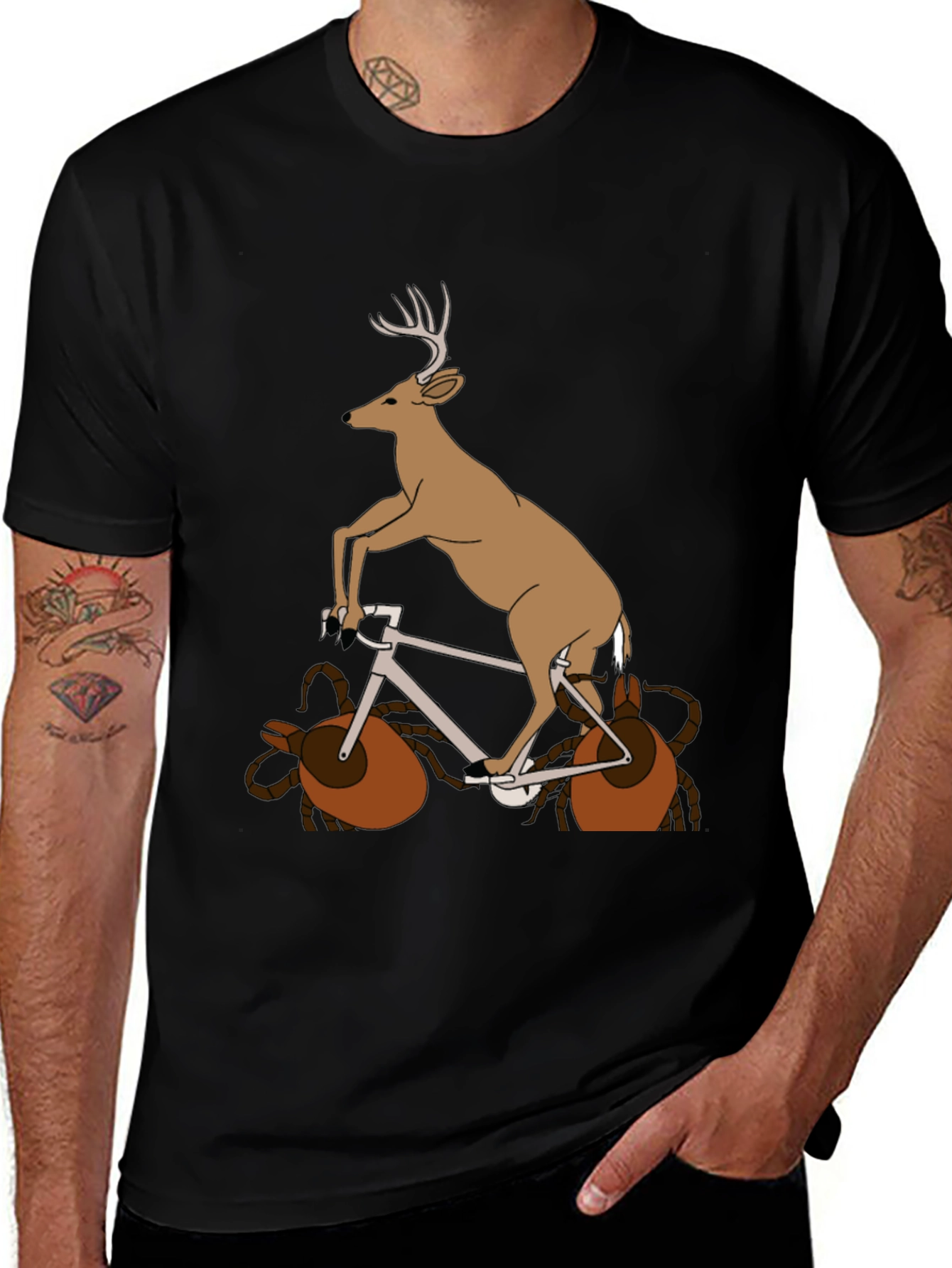 Variant 30 of Deer on Bike Graphic Tee - Unique Animal T-Shirt