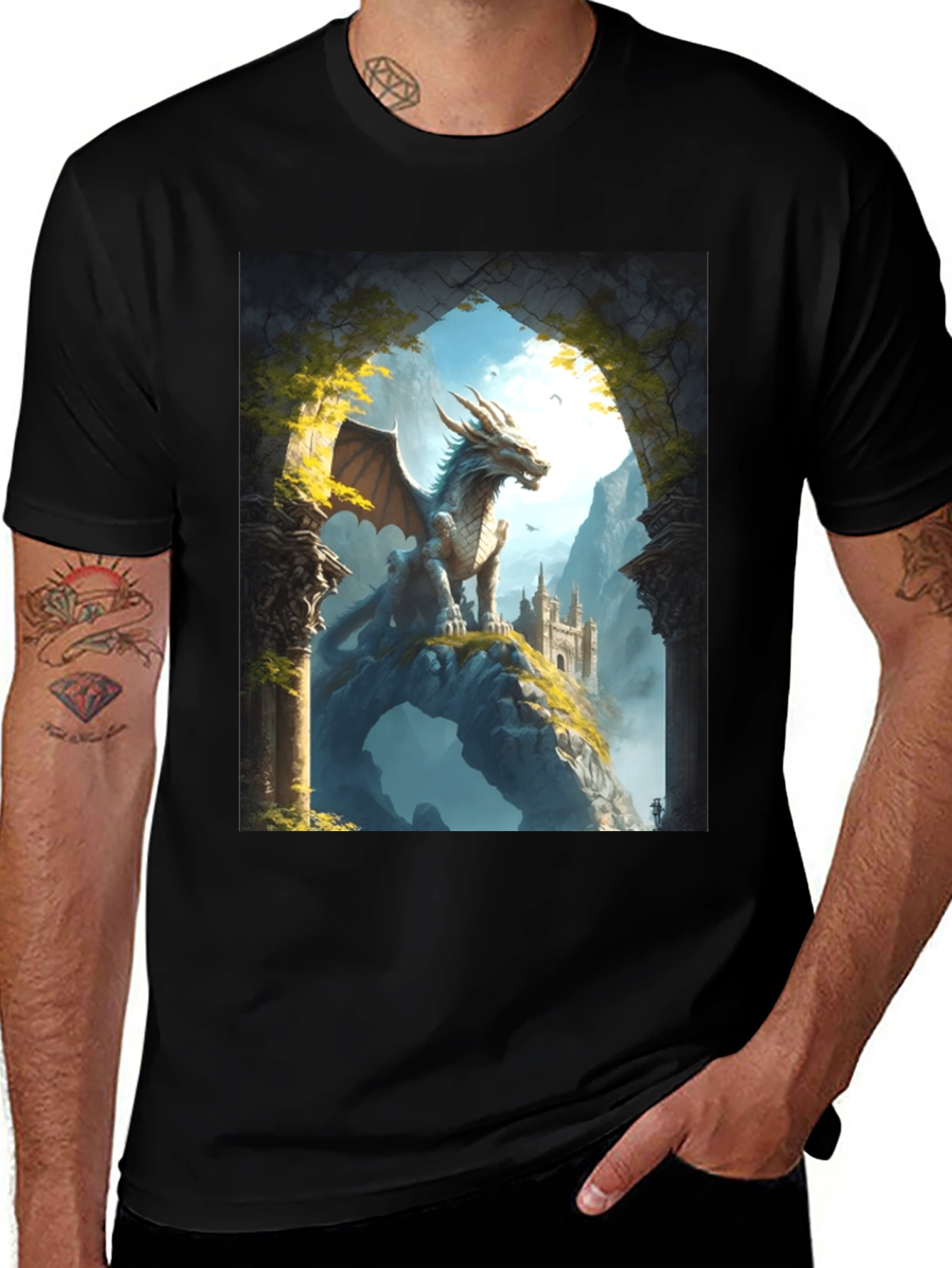 Variant 18 of Dragon Realm Graphic Tee - Fantasy Art T-Shirt