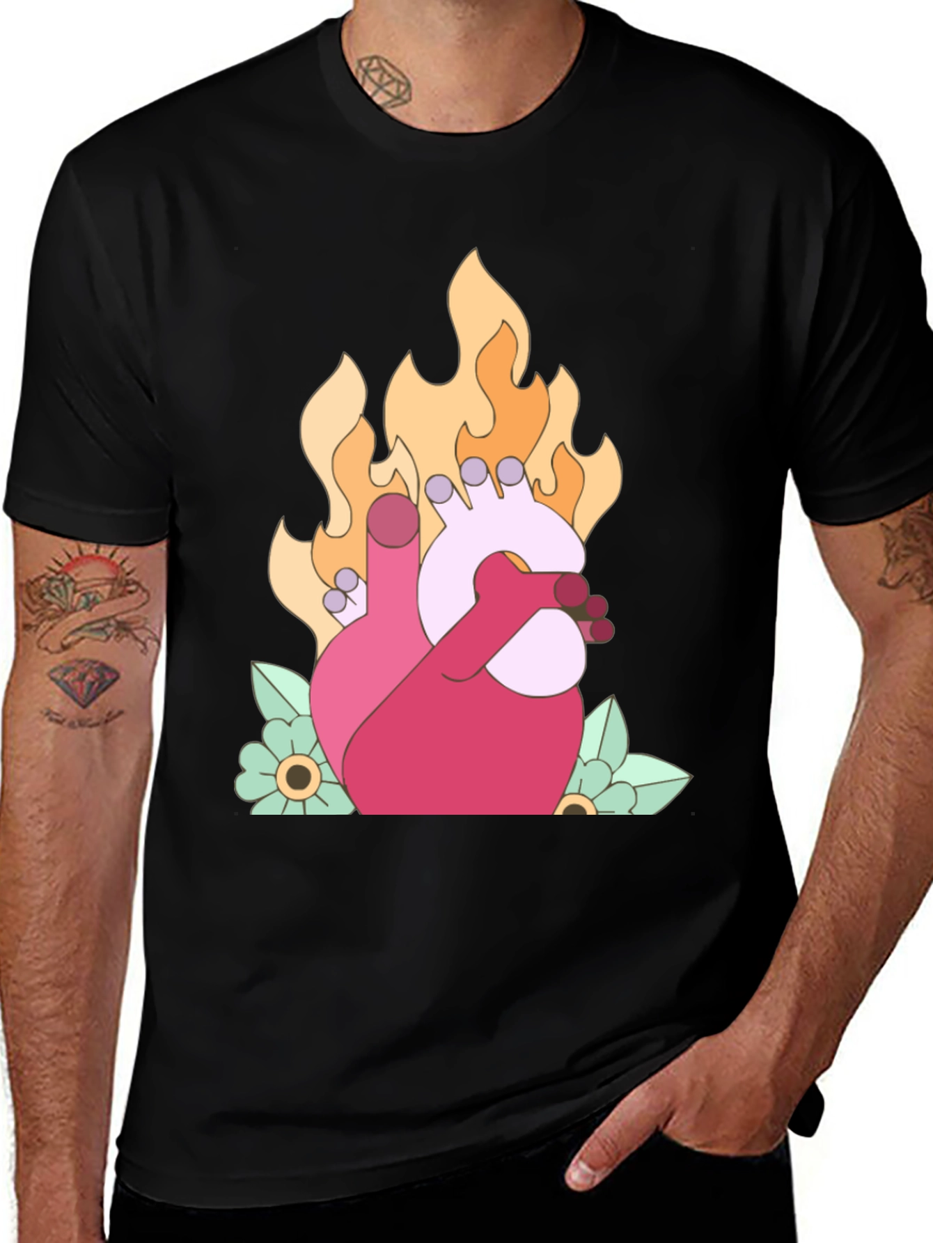 Variant 26 of Burning Heart Graphic T-Shirt - Unique Design