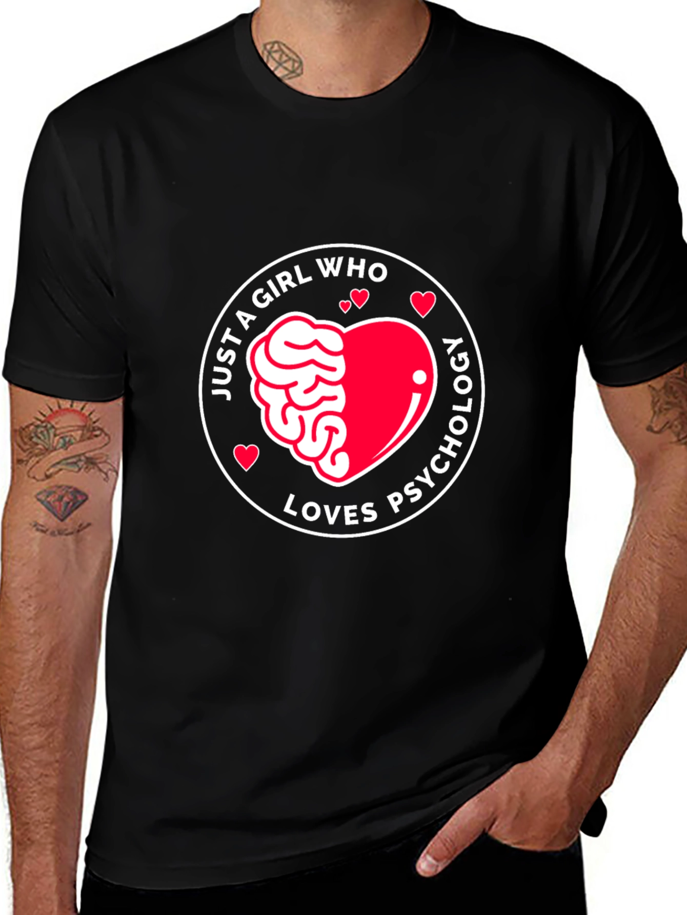 Black Just a Girl Who Loves Psychology T-Shirt main image
