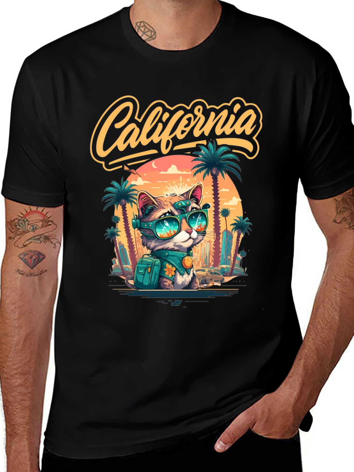 Variant 8 of California Cat Graphic T-Shirt - Island Style