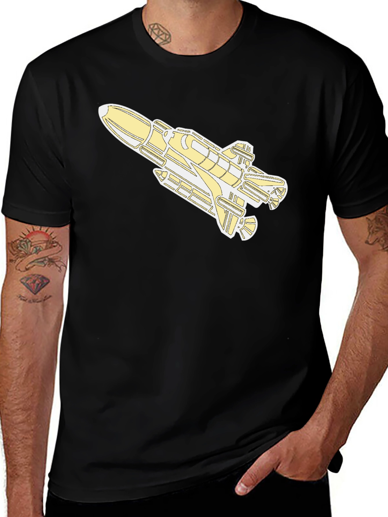 Variant 10 of Space Shuttle Graphic Tee - Black Cotton T-Shirt