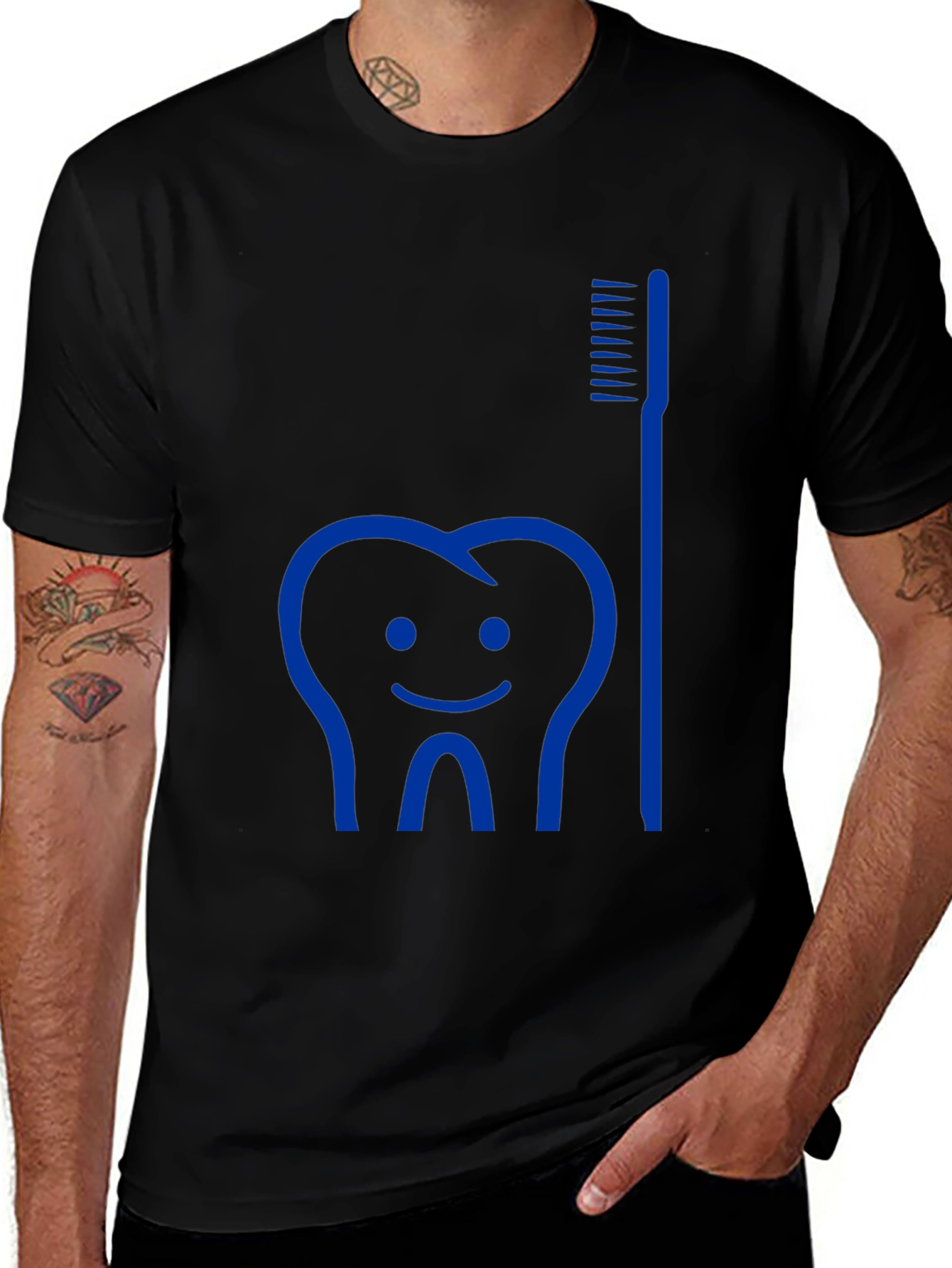 Variant 3 of Dental Humor Tee: Tooth & Brush Graphic T-Shirt