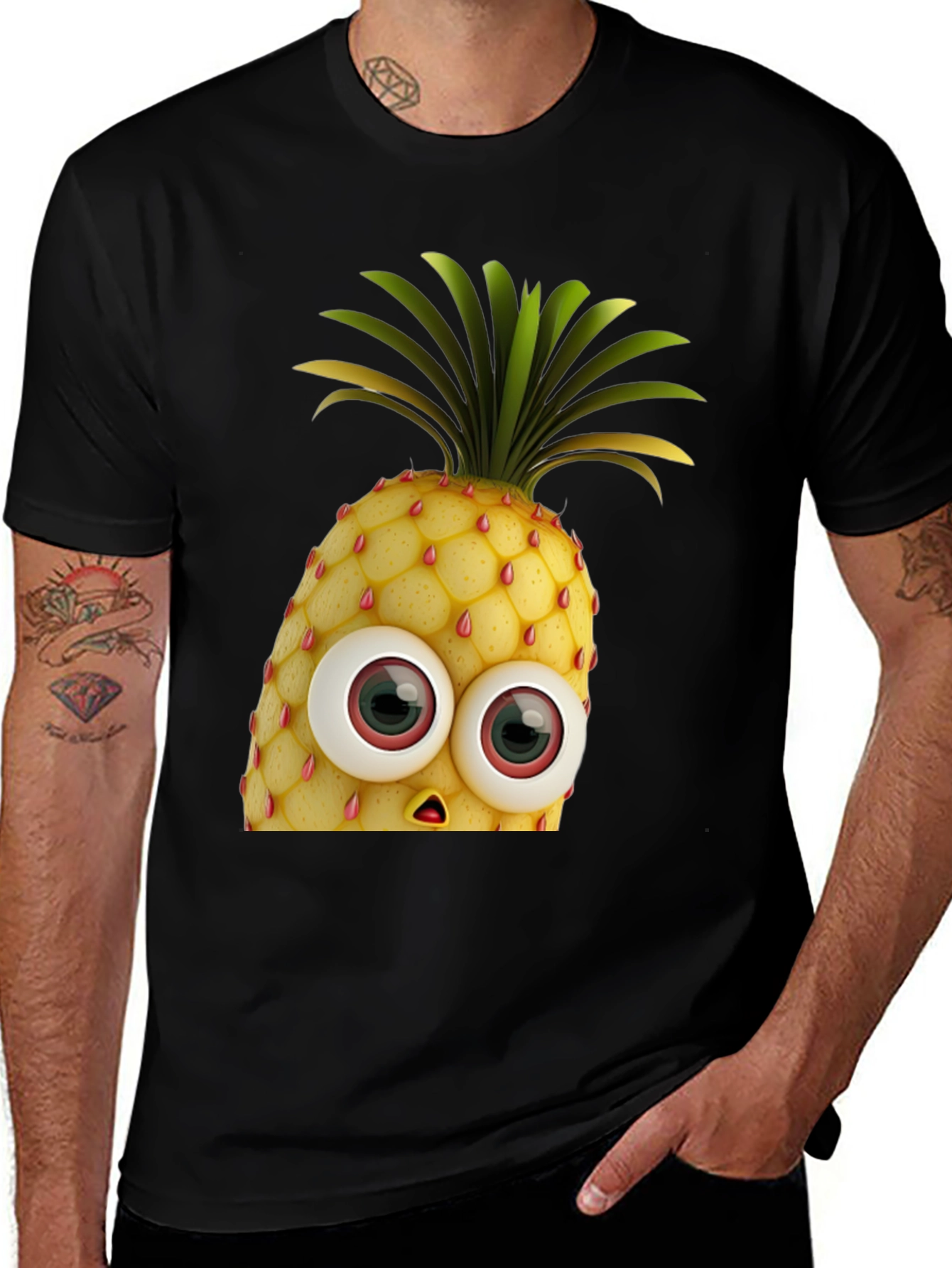Variant 19 of Funny Pineapple Graphic Tee - Unisex Black T-Shirt