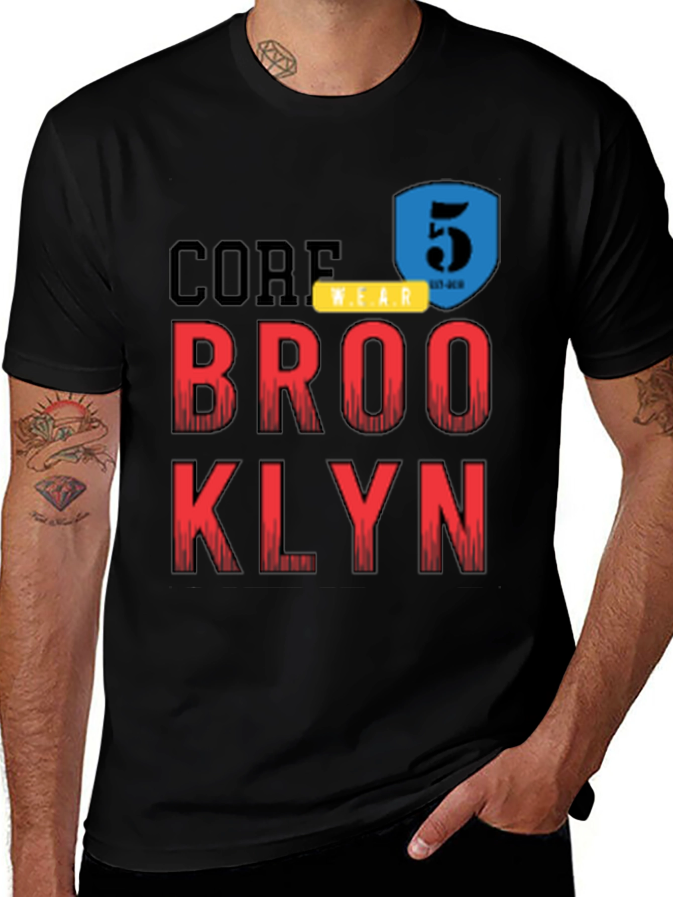 Variant 20 of Brooklyn Core Wear Men's Black Graphic T-Shirt