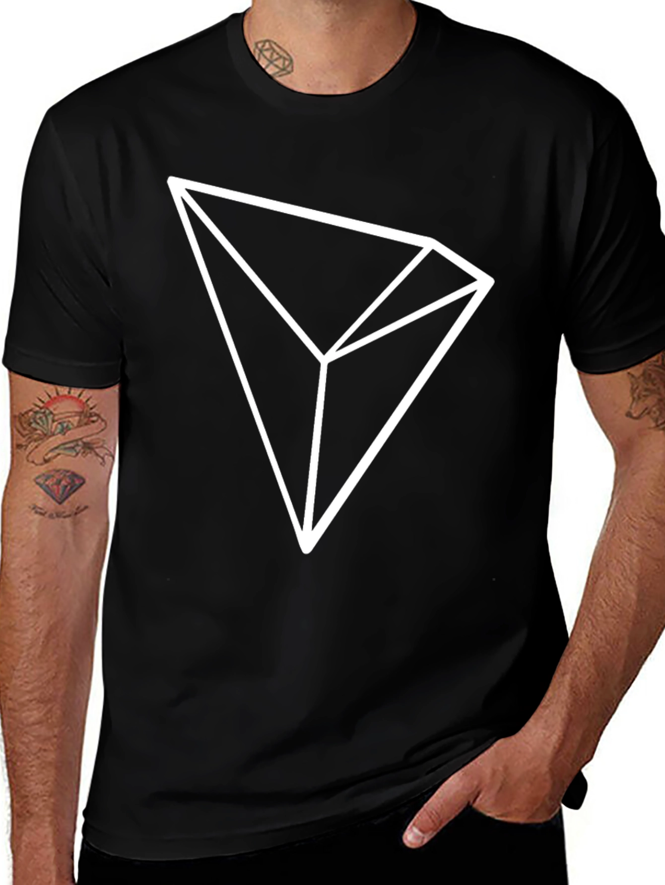 Geometric Diamond Design Black T-Shirt