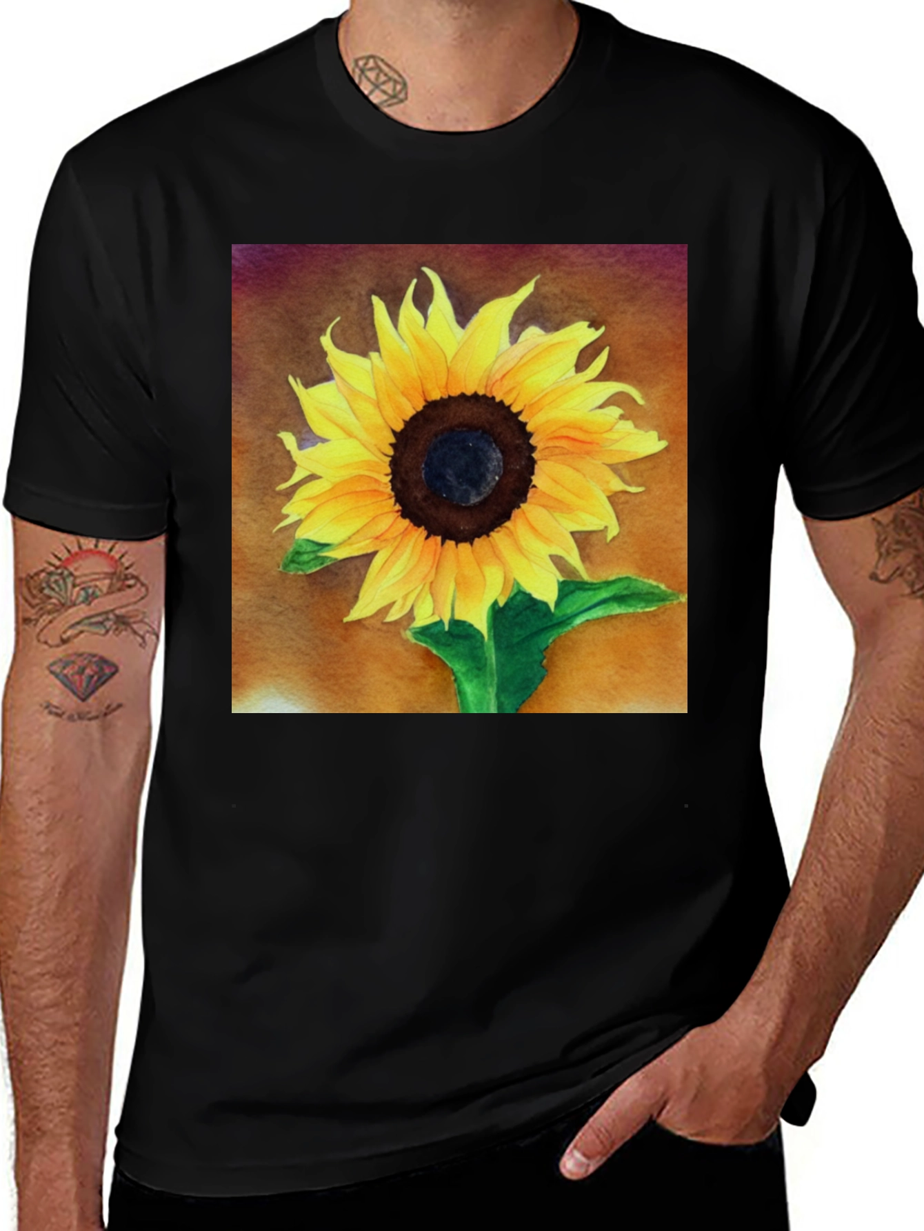 Variant 6 of Sunflower Graphic Tee - Bold Floral Design