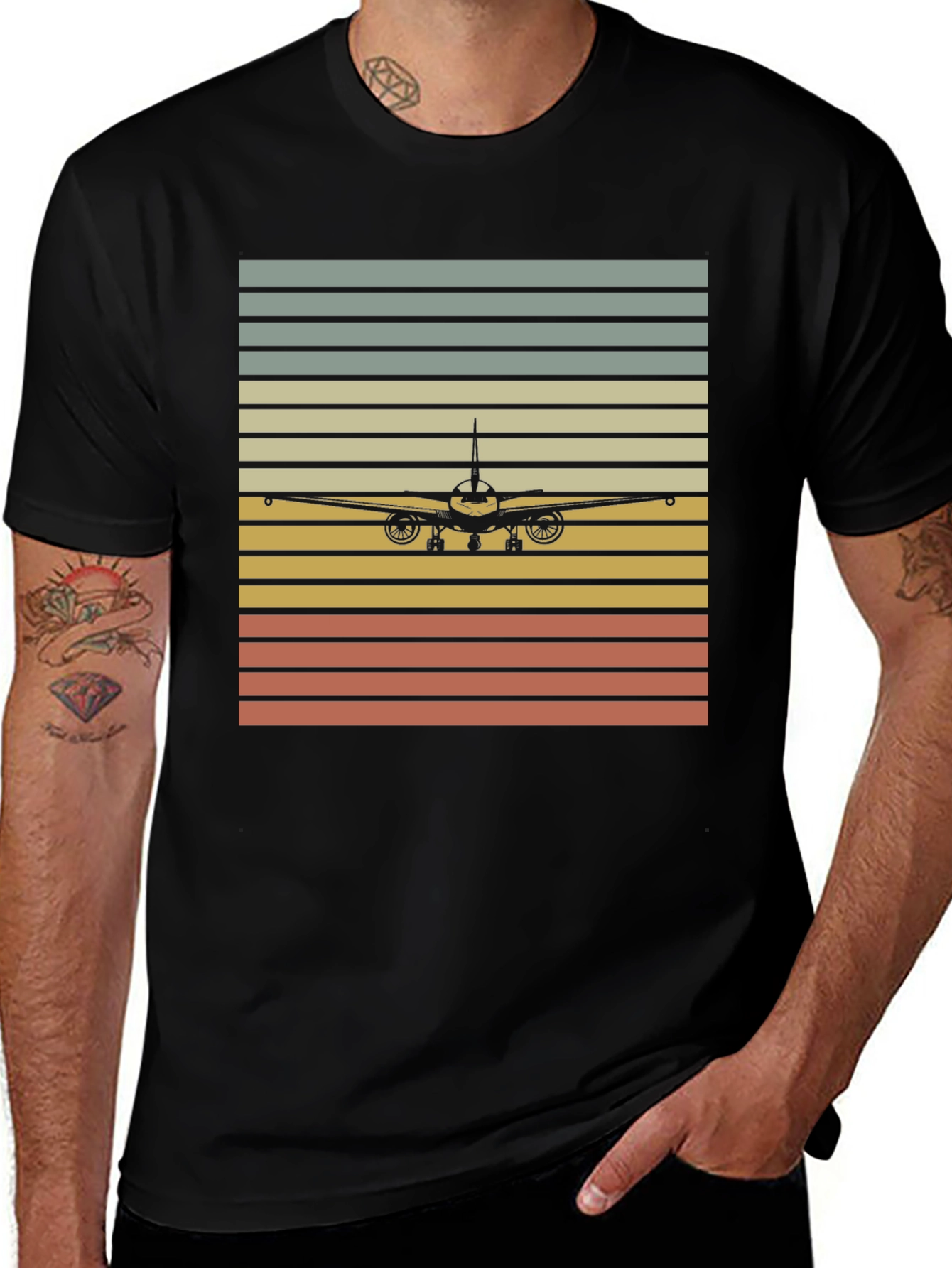 Vintage Airplane Sunset T-Shirt - Pilot Gift