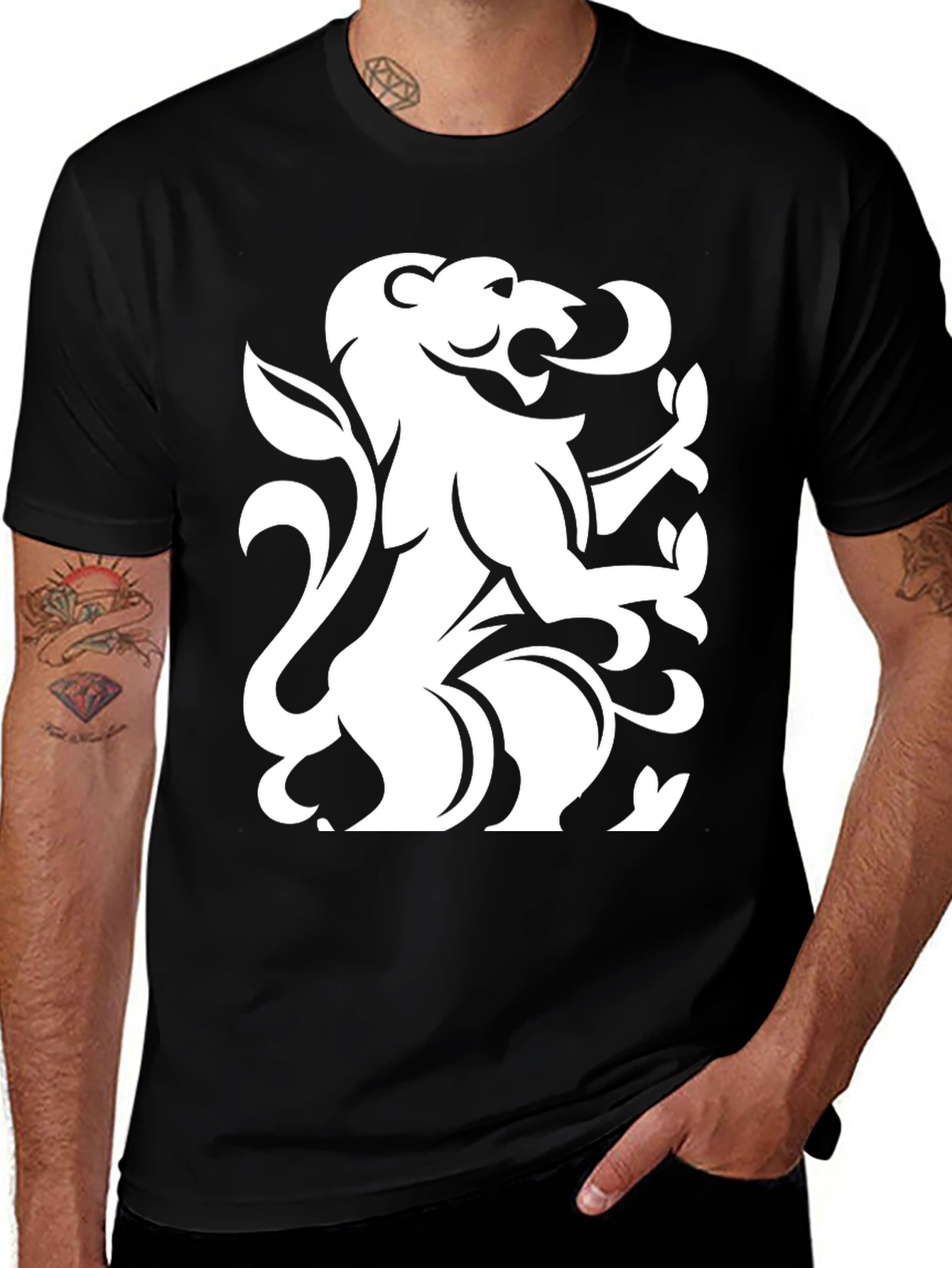 Black Lion Crest Graphic T-Shirt - Black main image