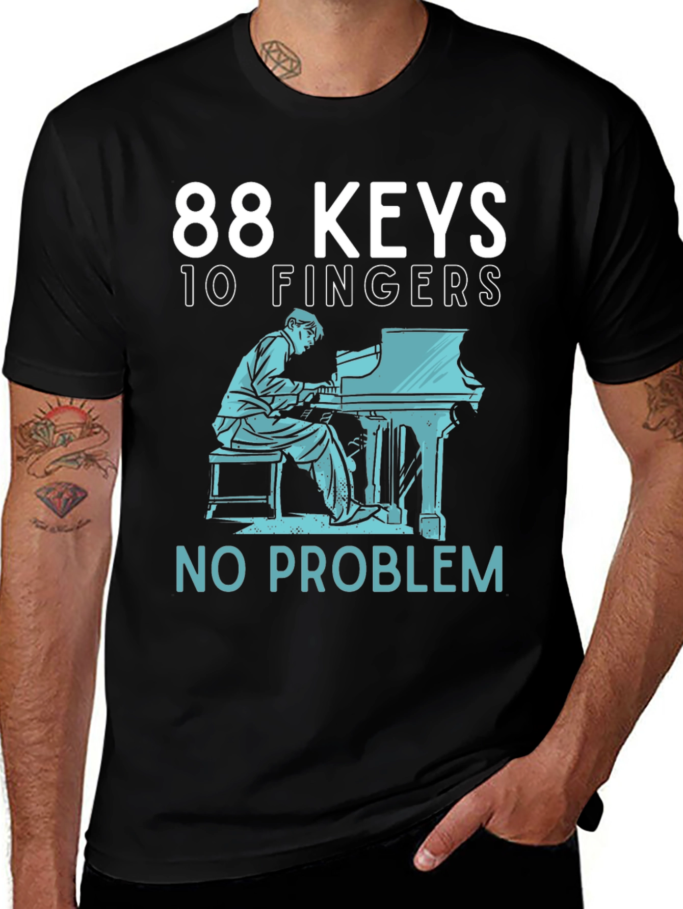 88 Keys 10 Fingers No Problem Graphic Tee
