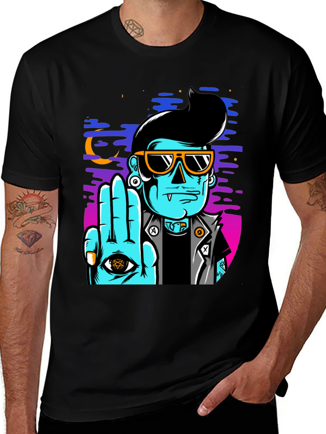 Variant 22 of Cool Cartoon Punk Graphic T-Shirt