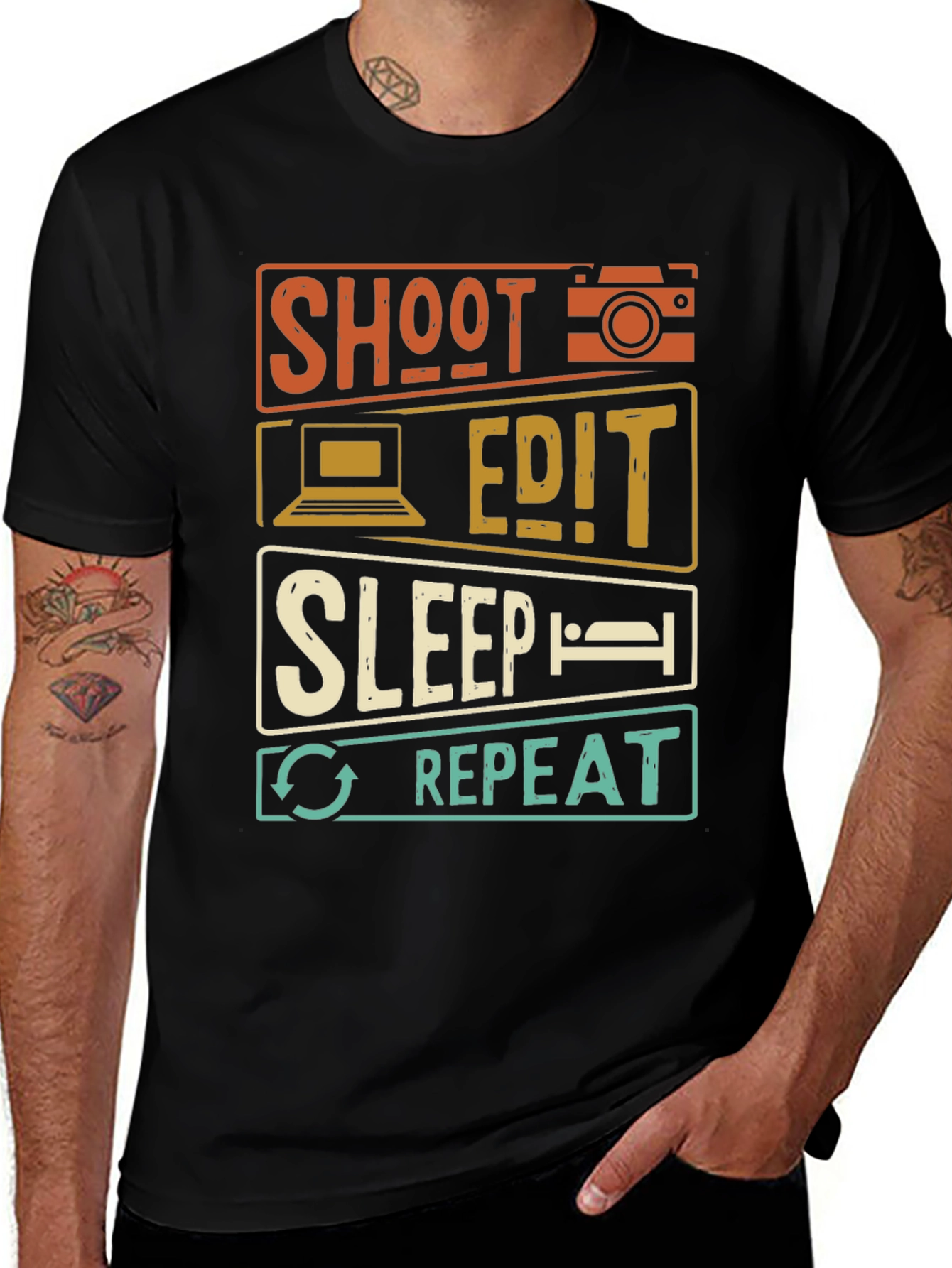 Variant 13 of Shoot Edit Sleep Repeat Graphic T-Shirt