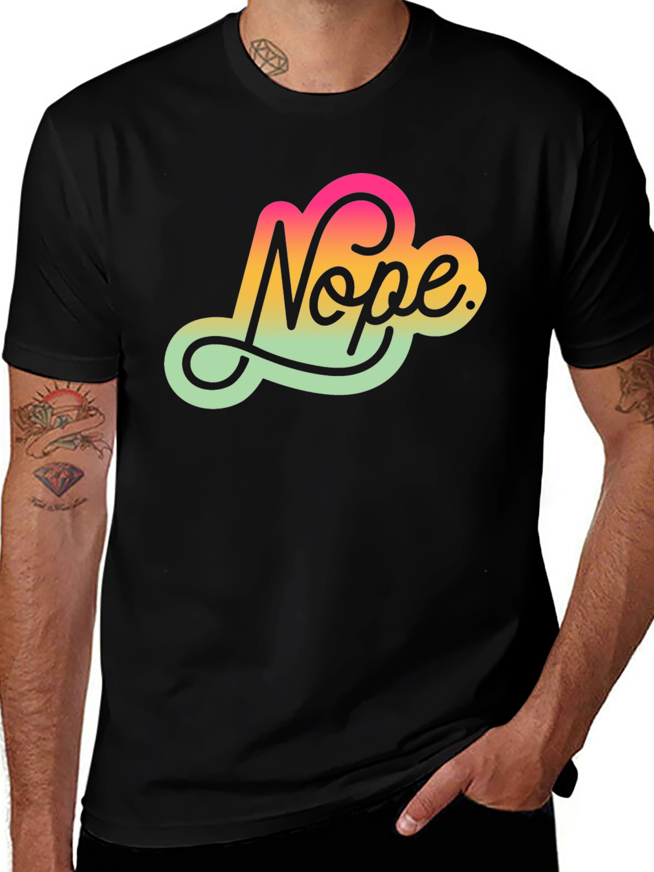 Variant 11 of Nope Gradient Graphic T-Shirt - Trendy Casual Wear